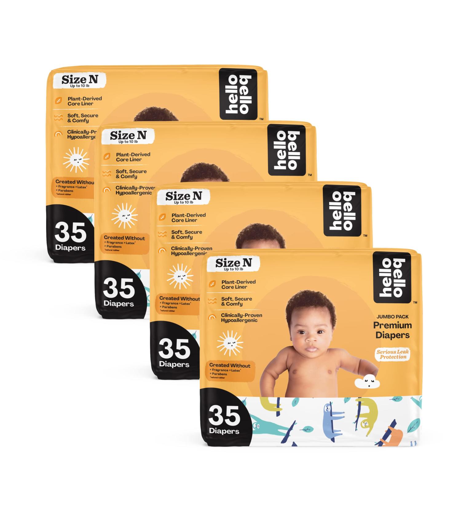 Hello Bello Premium Baby Diapers Size Newborn I 35 Count of Disposeable, Extra-Absorbent, Hypoallergenic, and Eco-Friendly Baby Diapers with Snug and Comfort Fit I Sleepy Sloths Sleepy Sloths 35