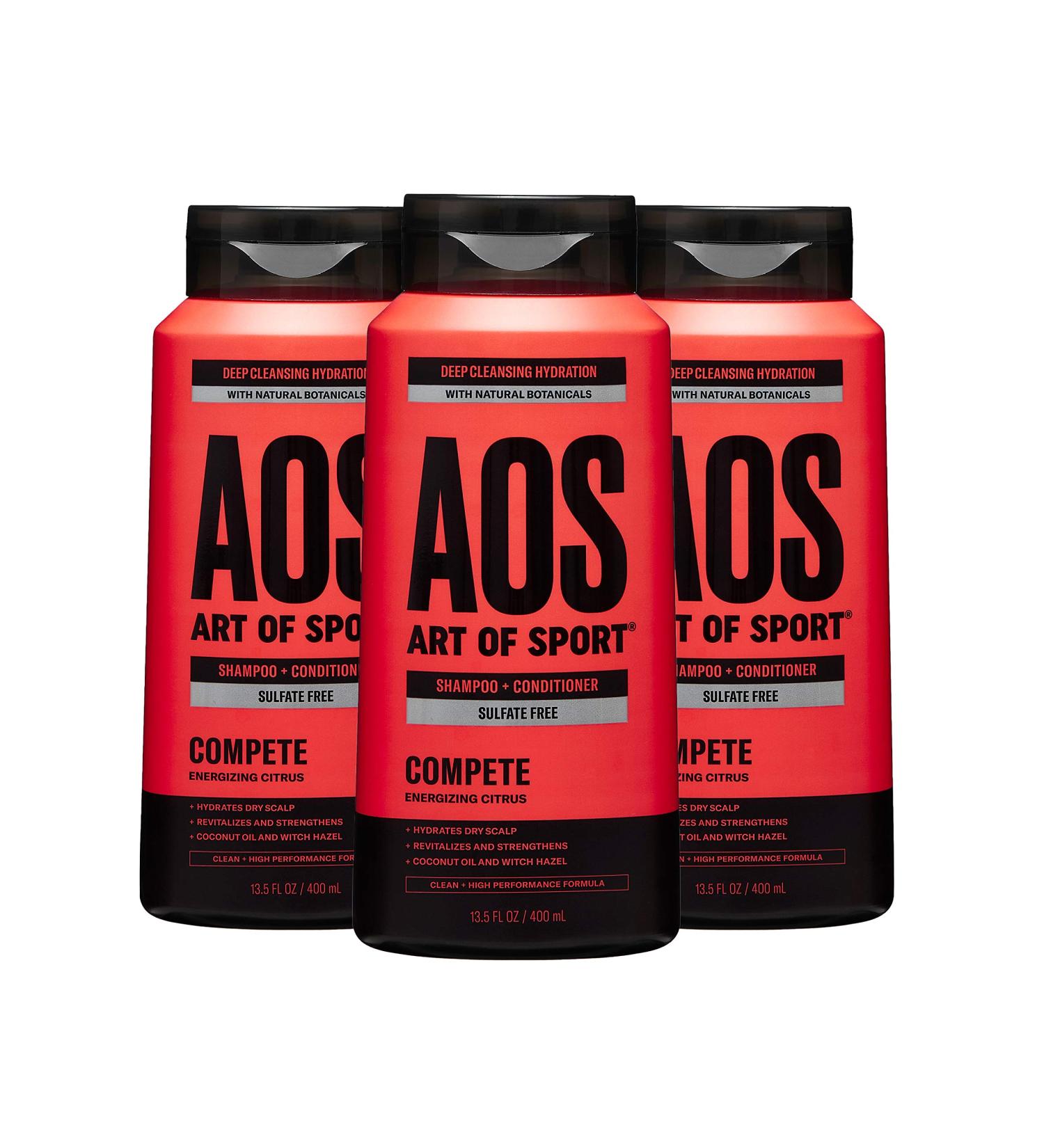 Art of Sport Mens 2-in-1 Shampoo and Conditioner - Sulfate Free, Citrus Fragrance, Natural Botanicals & Coconut Oil - 3 Pack, 13.5 fl oz - Deep Cleans, Fights Dry Scalp & Dandruff - Buy Online on GoSupps.com