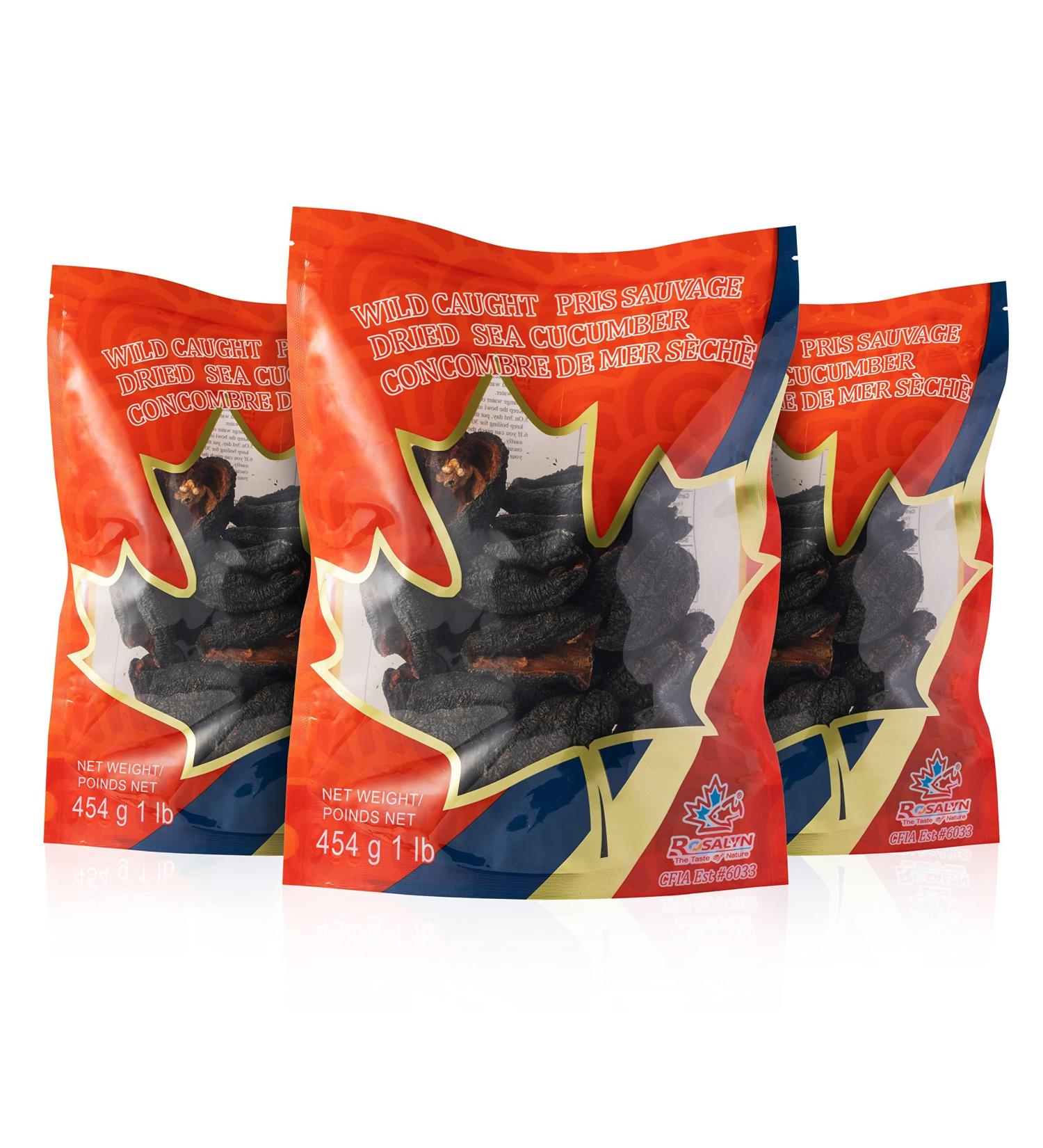 Rosalyn Premium Deep Sea Atlantic Canada Wild Caught Sea Cucumber Dried Sea Cucumber Extract Butterfly Cut Canadian Sea Cucumber-454 Grams 8 Years(Pack of 3) 454g(Pack of 3) - Buy Online on GoSupps.com