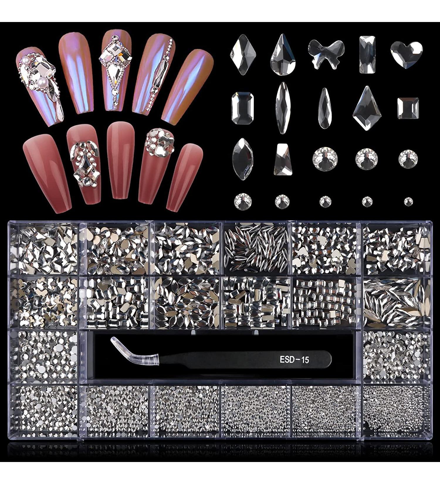 EBANKU 3100Pcs Flat Back Nail Gems Crystal Rhinestones Kit - Multi Shapes AB Nail Diamonds with Picker, Dotting Pen, Tweezers - Glitter Nail Art Decoration Supplies for Women & Girls - Buy Online on GoSupps.com