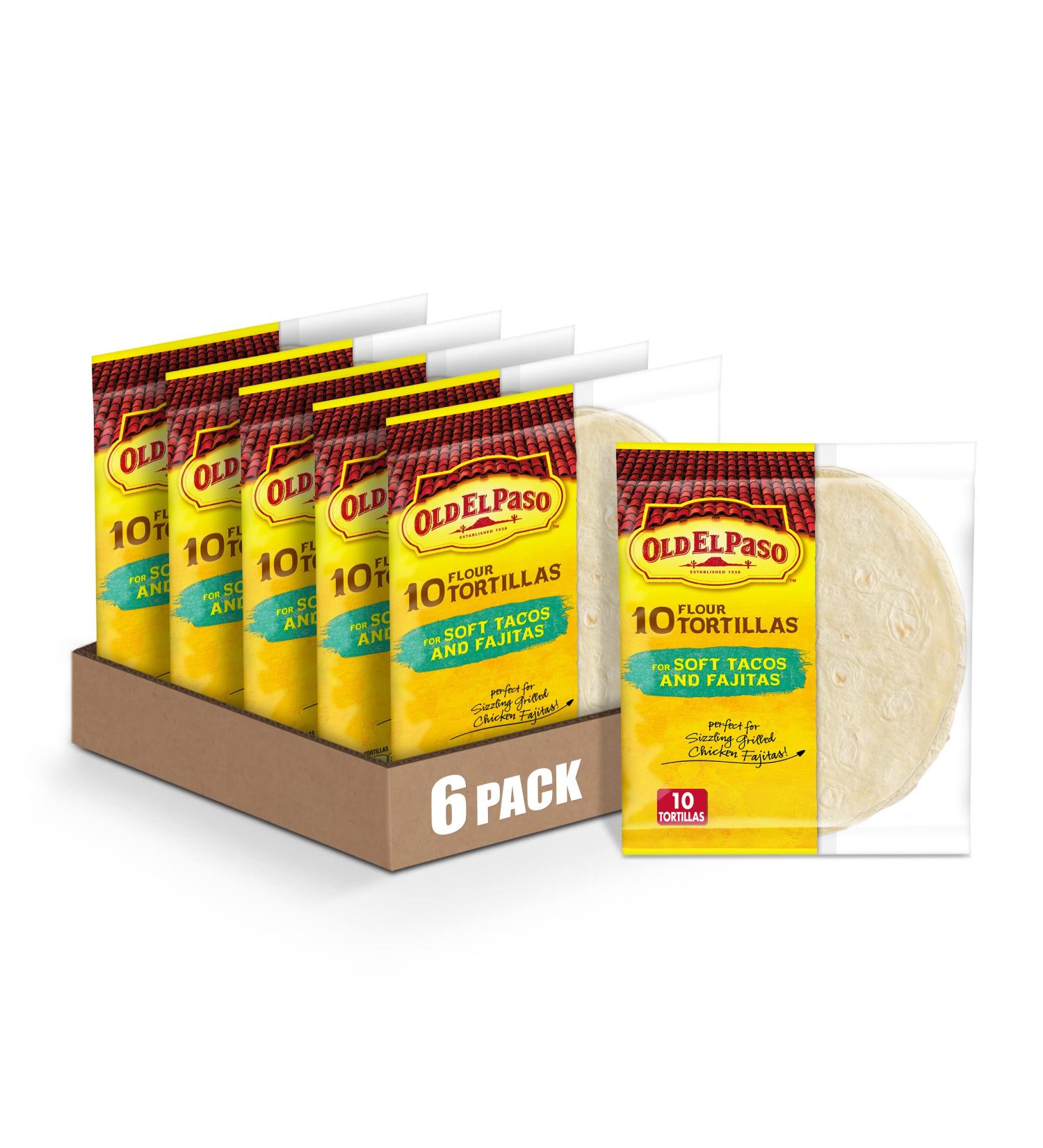 Old El Paso Flour Tortillas 10 ct, 8.2 oz - Perfect for Soft Tacos and Fajitas (Pack of 12) - Buy Online on GoSupps.com