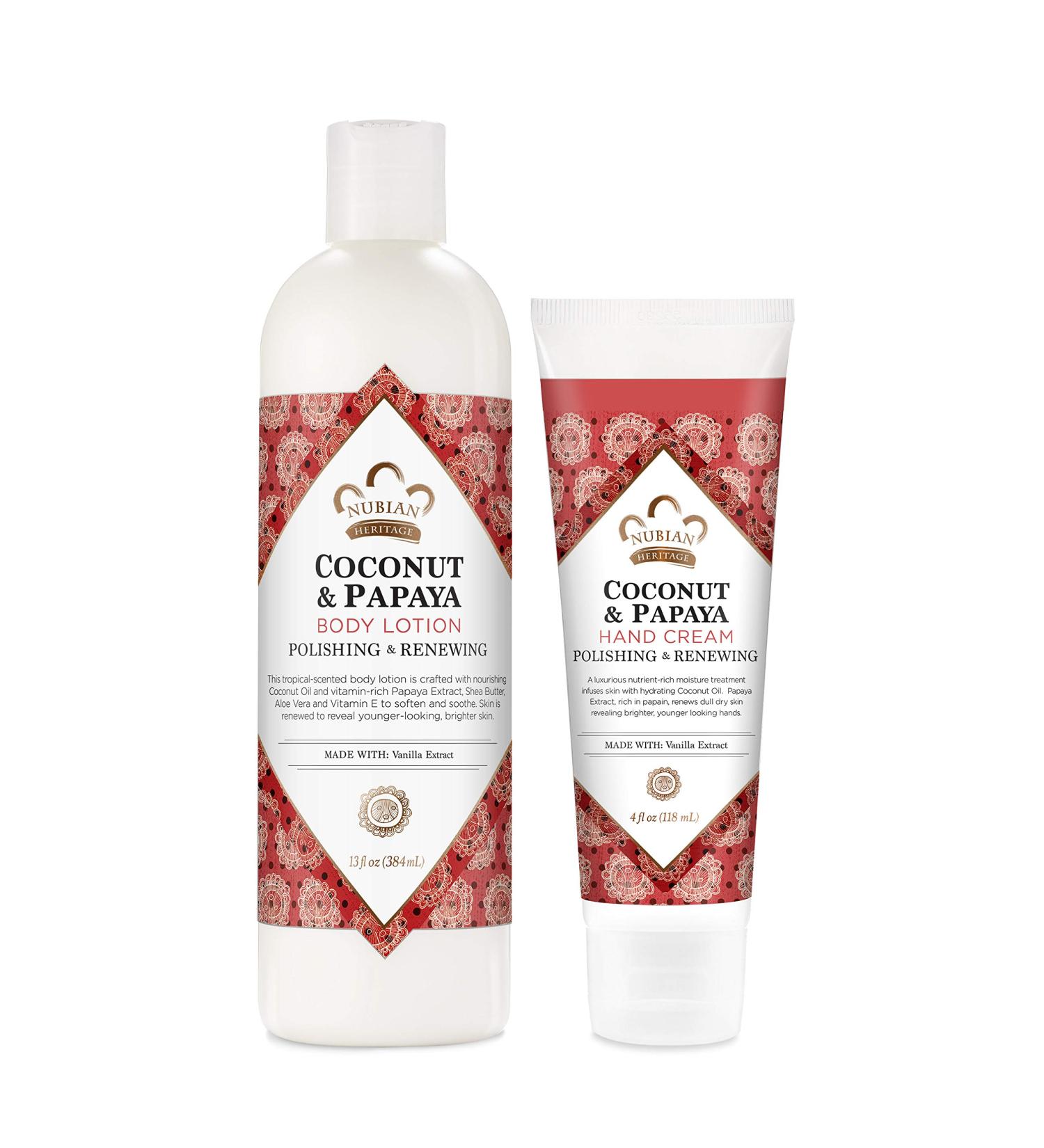 Nubian Heritage Coconut and Papaya Lotion Skincare Bundle - Moisturizing and Renewing Dry Dull Skin - 2 Pack Papaya Hydrating Moisturizer - Buy Online on GoSupps.com