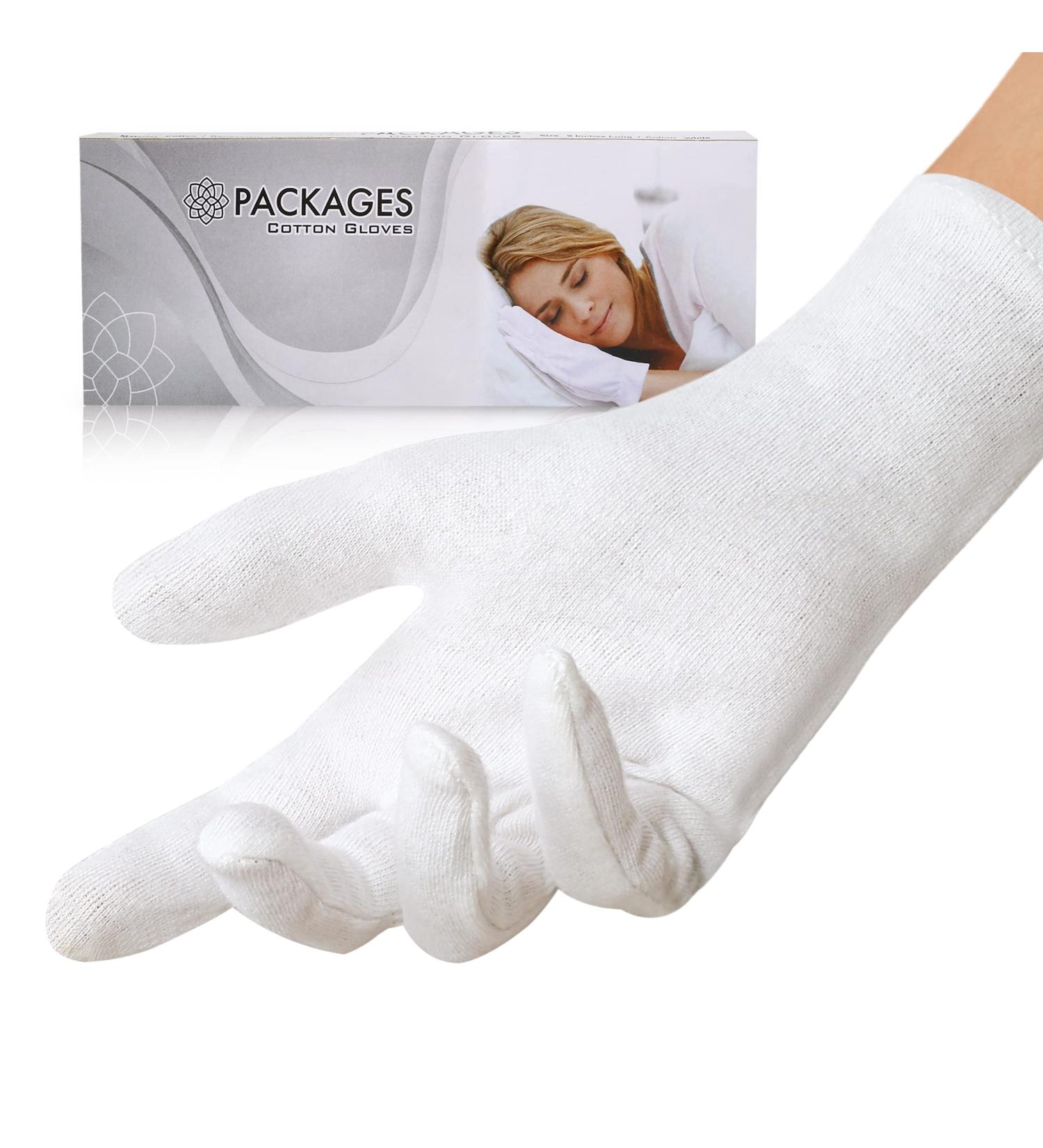 PACKAGES 4 Pairs Moisturizing Gloves Cotton Gloves for Eczema and Dry Hands Breathable Washable White Cotton Gloves Overnight Bed time Gloves Medium Size(4 Pairs) - Buy Online on GoSupps.com