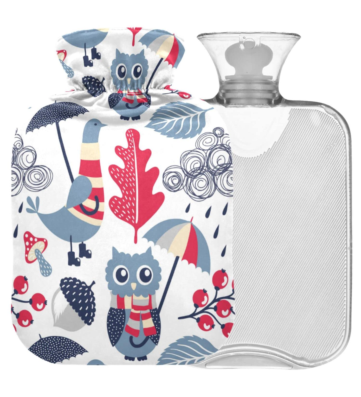 NAANLE Cartoon Owl Water Bottle - 1L Transparent Hot & Cold Therapy Bag for Pain Relief Hand & Foot Warmer - Buy Online on GoSupps.com