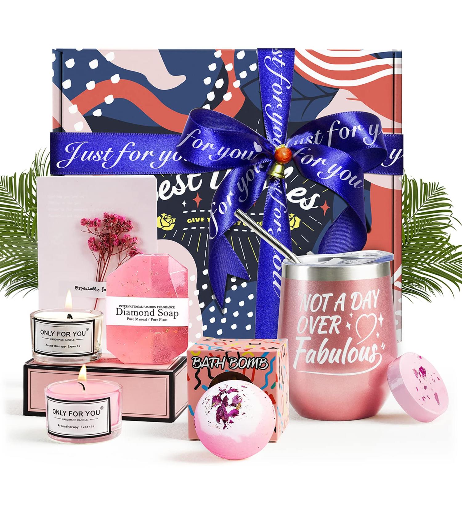 Birthday & Mothers Day Gifts for Women - Self Care Gift Basket for Her | Unique Pink Gifts for Sister, Wife, Girlfriend - Buy Online on GoSupps.com