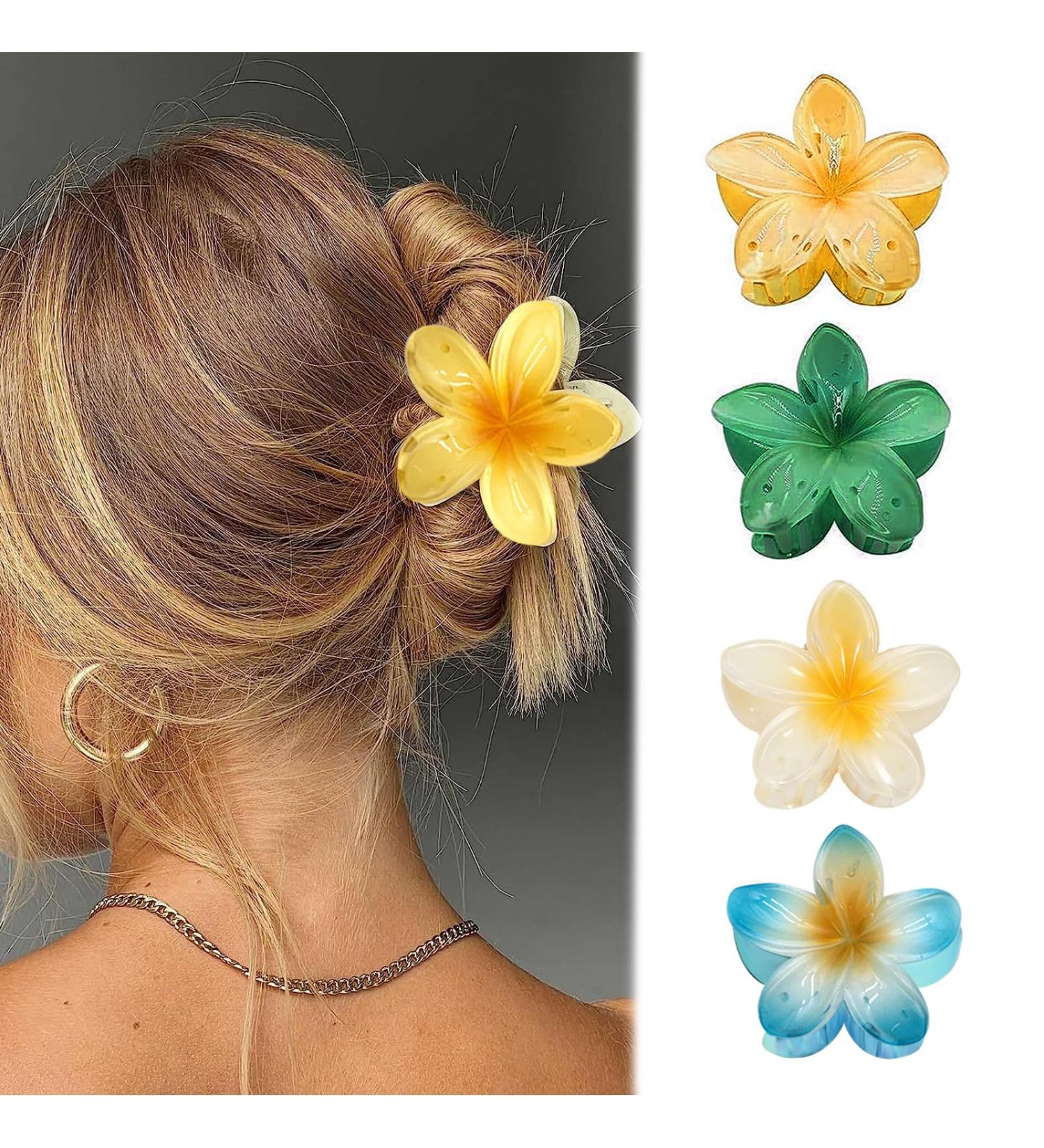 IOSPKKIO Flower Hair Clips - 4 Piece Strong Hold Clamps for Thick Hair | Non-Slip Hawaiian Style Hair Accessories - Buy Online on GoSupps.com