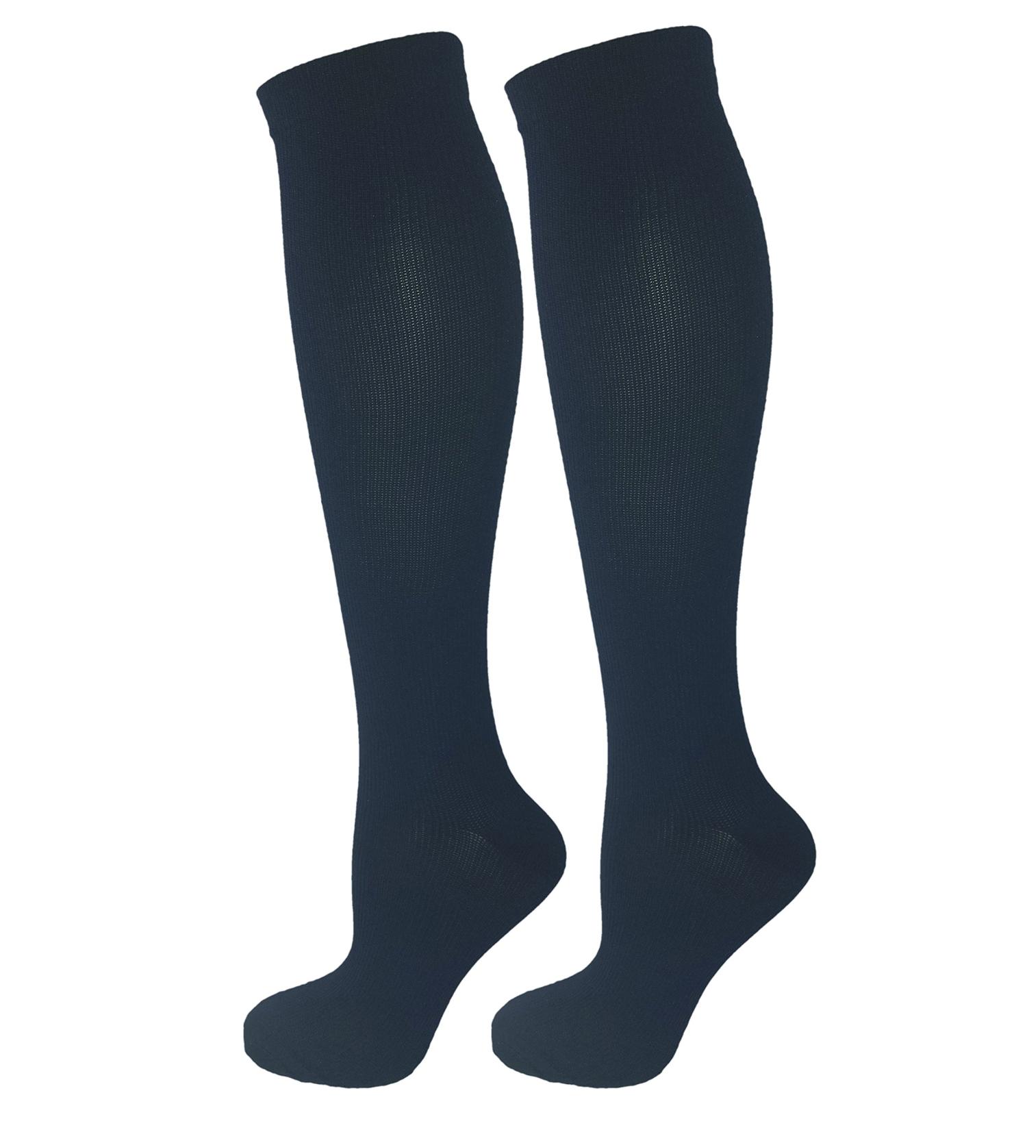 2 Pair Navy Blue Small/Medium Compression Socks 15-20 mmHg for Men and Women - Therapeutic Knee-High Hosiery for Travel, Occupational, and Flight - Buy Online on GoSupps.com