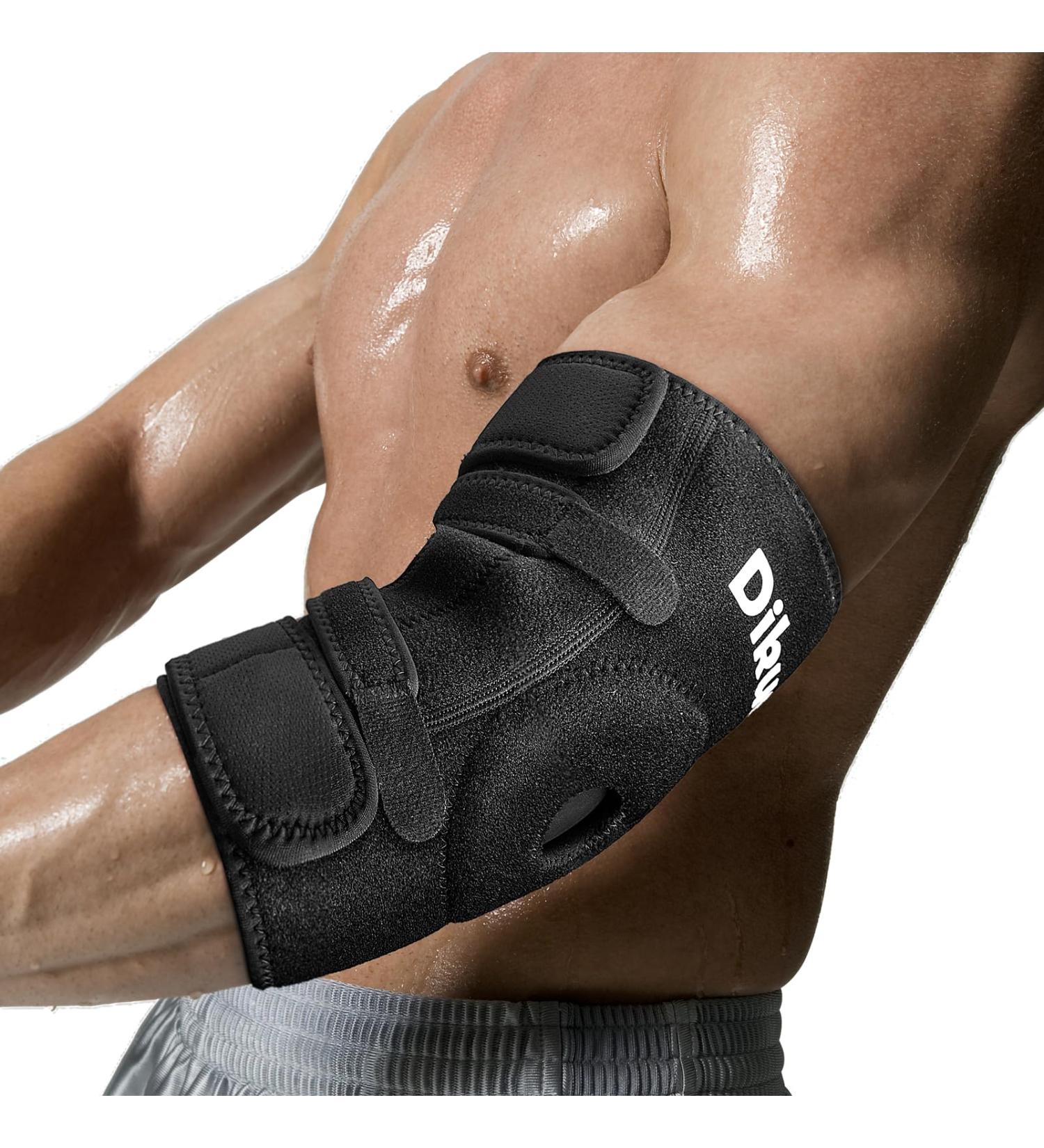 Elbow Brace & Compression Sleeve - Adjustable Support for Tendonitis Tennis & Golfer's Elbow - Black - One Size - Buy Online on GoSupps.com