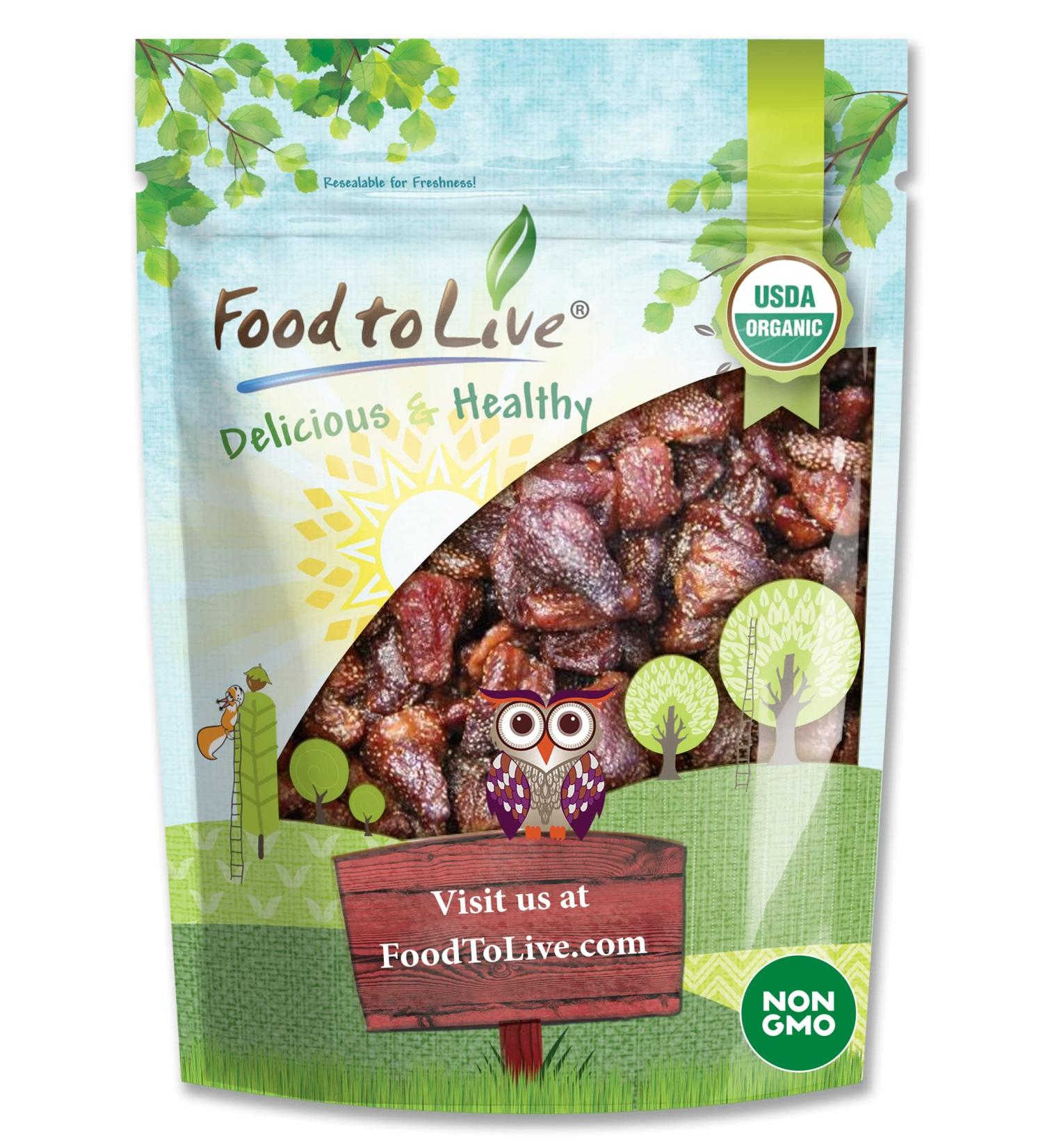 Organic Dried Strawberries by Food to Live | Non-GMO Sweetened Unsulfured Vegan | Product of USA | 1lb Bulk Pack - Buy Online on GoSupps.com