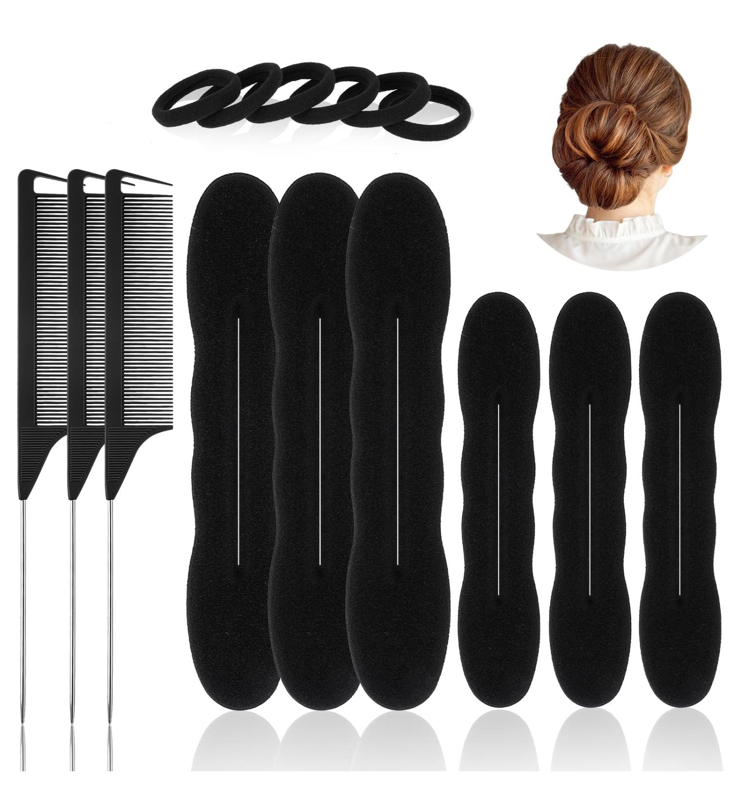 15Pcs Hair Bun Maker Hair Donut Bun Maker Set Easy Magic Snap Roll Sponge Bun Donut Hair Tool Reusable Bun Twister with Hair Ties for Women Updo s Ballet Buns French Twist Waves - Buy Online on GoSupps.com