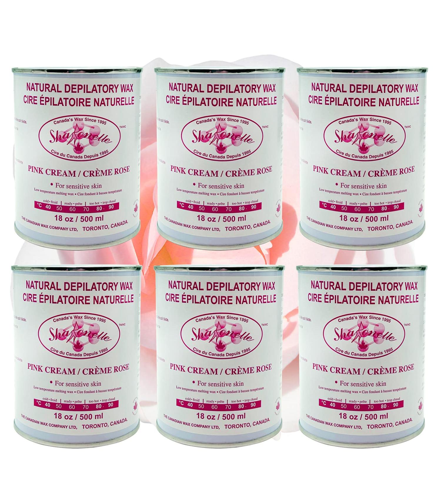 Sharonelle Soft Wax All Purpose Hair Removal Natural Depilatory Canned Wax for Sensitive Skin Canada-Made Melting Wax in Black color Canned Package (6PC Pink Cream) 500 ml (Pack of 6) Pink Cream - Buy Online on GoSupps.com