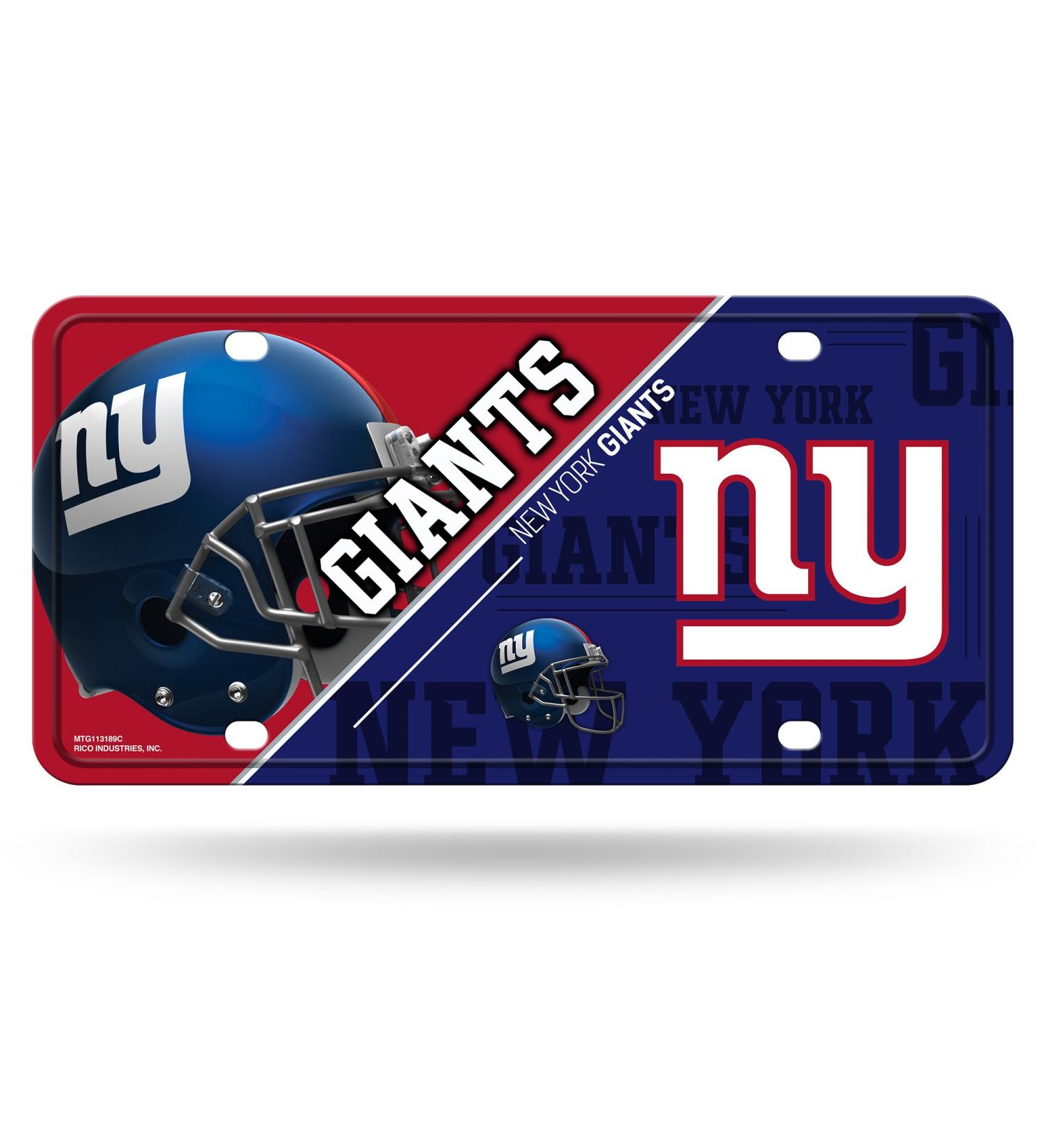 Rico Industries NFL New York Giants License Plate - Unisex Metal Design Team Color Standard Size | Shop Now - Buy Online on GoSupps.com