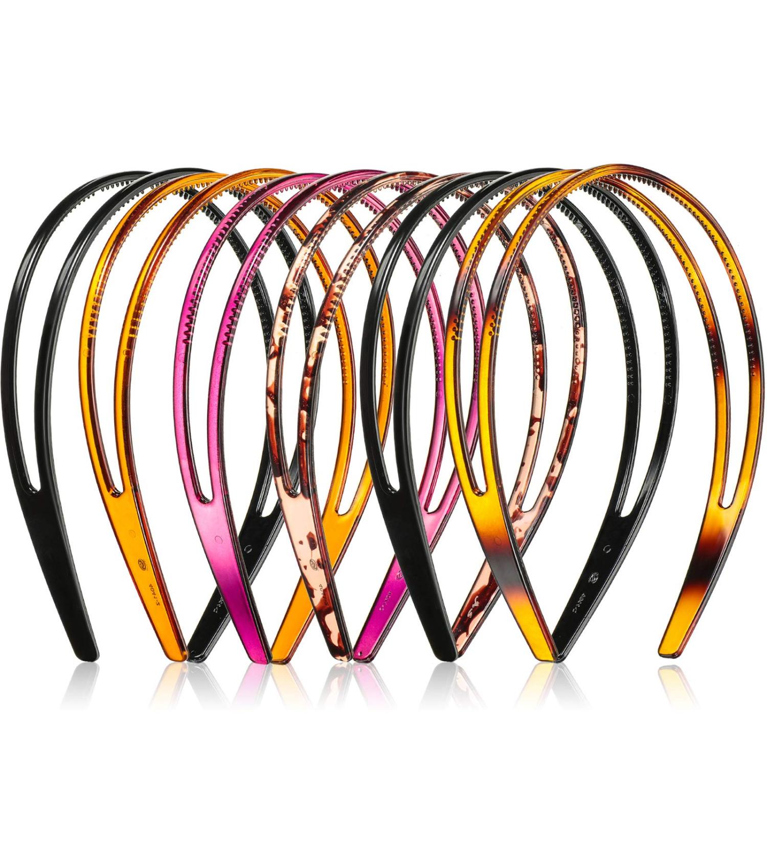 6-Piece Double Row Plastic Headband Set for Women and Girls - Non-Slip Hair Hoop Accessory in 5 Colors - Buy Online on GoSupps.com