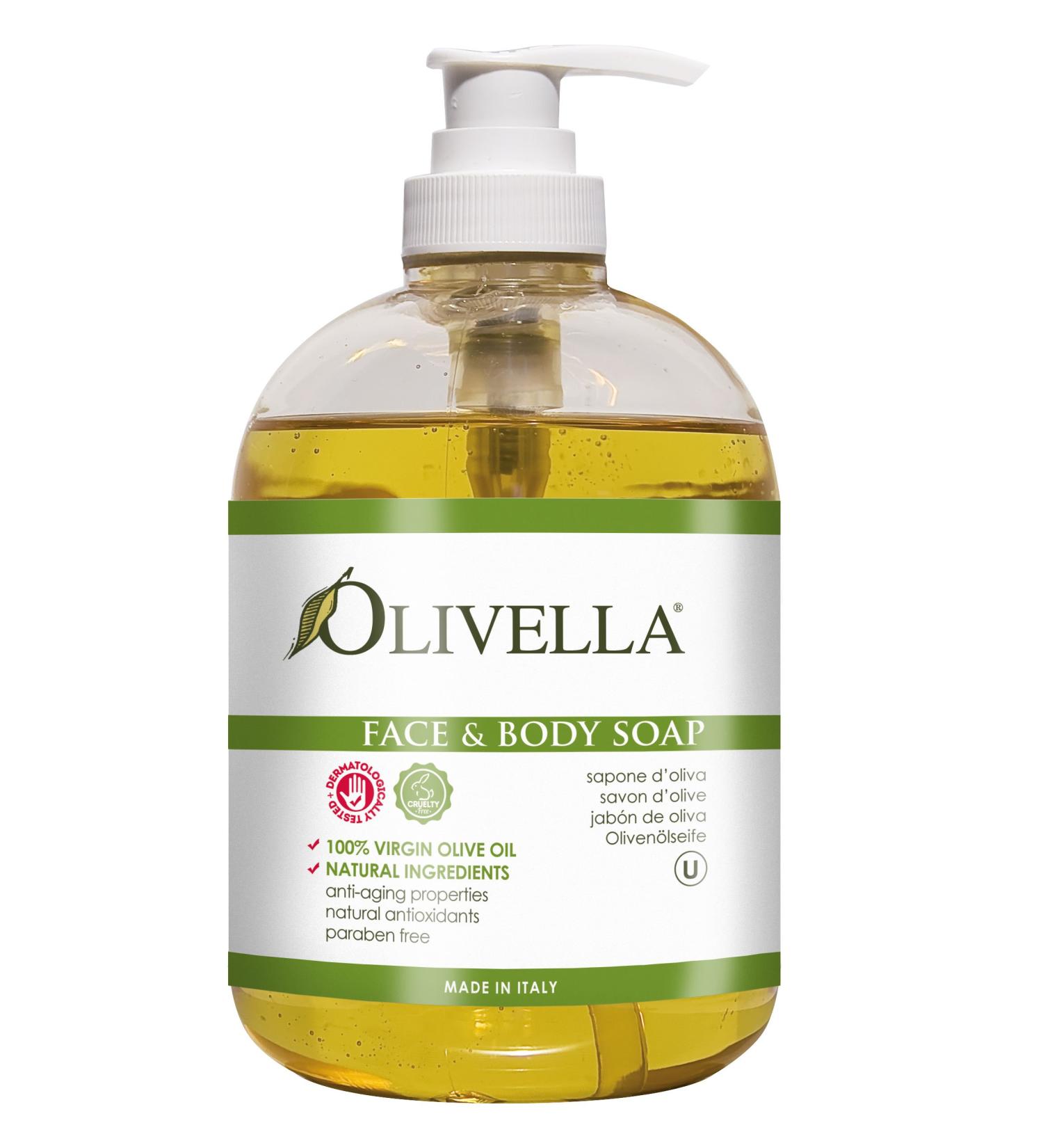 Olivella Face and Body Soap Made from Italian Virgin Olive Oil  Net 16.9 Fl. Oz.