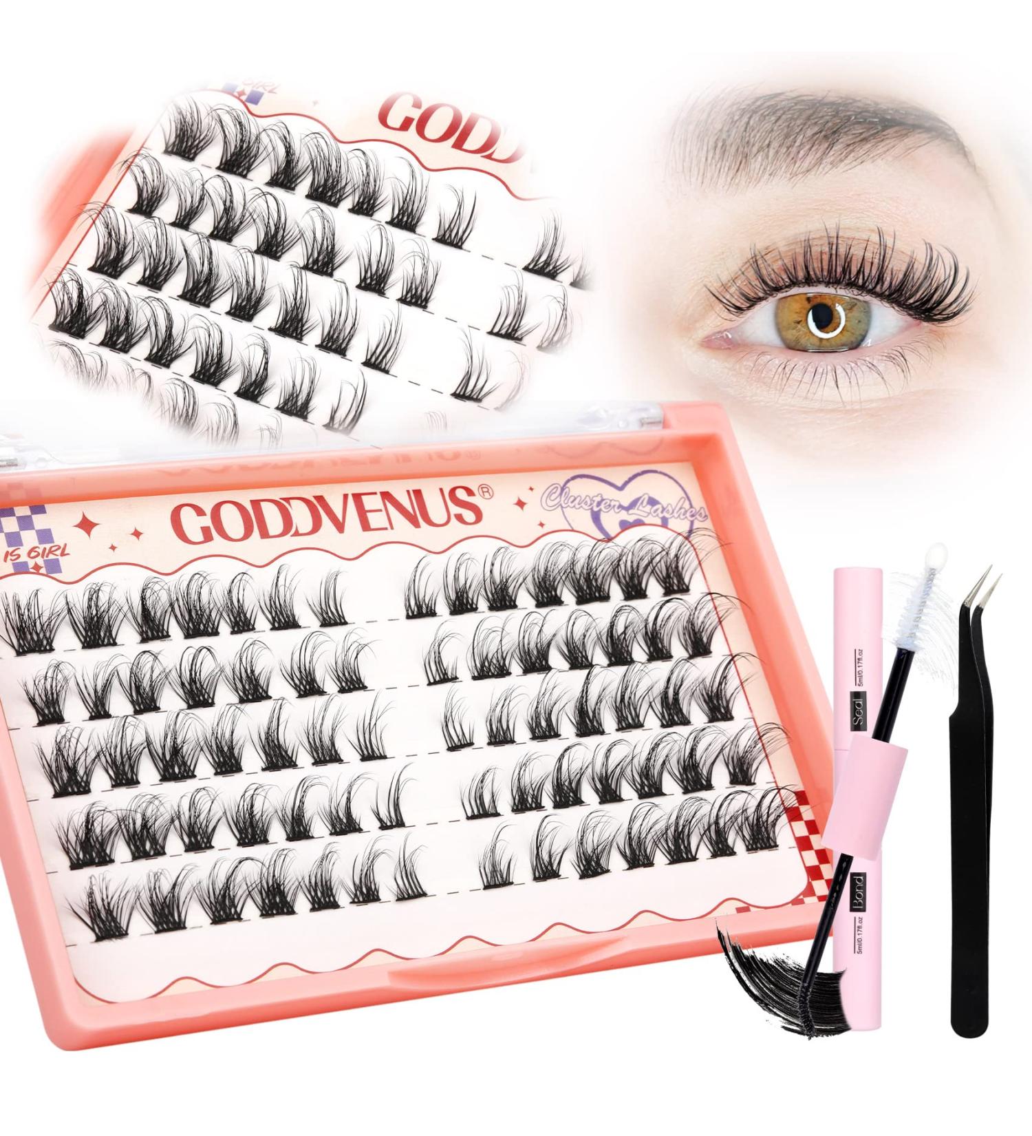 DIY Lash Extension Kit: 100 Pcs Lash Clusters with Waterproof Bond, Seal, and Tweezers - Goddvenus (7-14-16 Mixed) - Buy Online on GoSupps.com