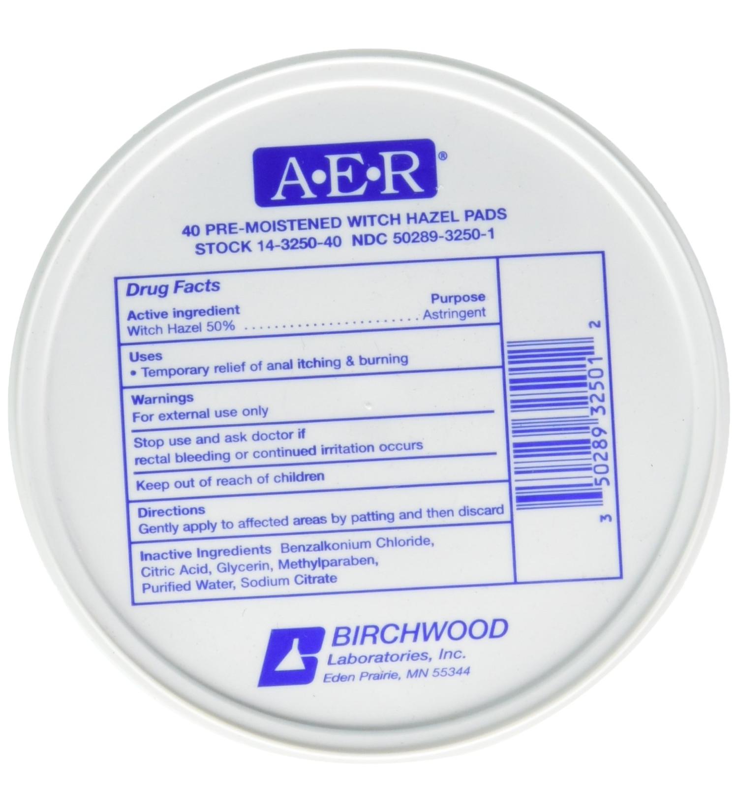 Birchwood Laboratories A-E-R Witch Hazel Pads - 40 Count - Buy Online on GoSupps.com