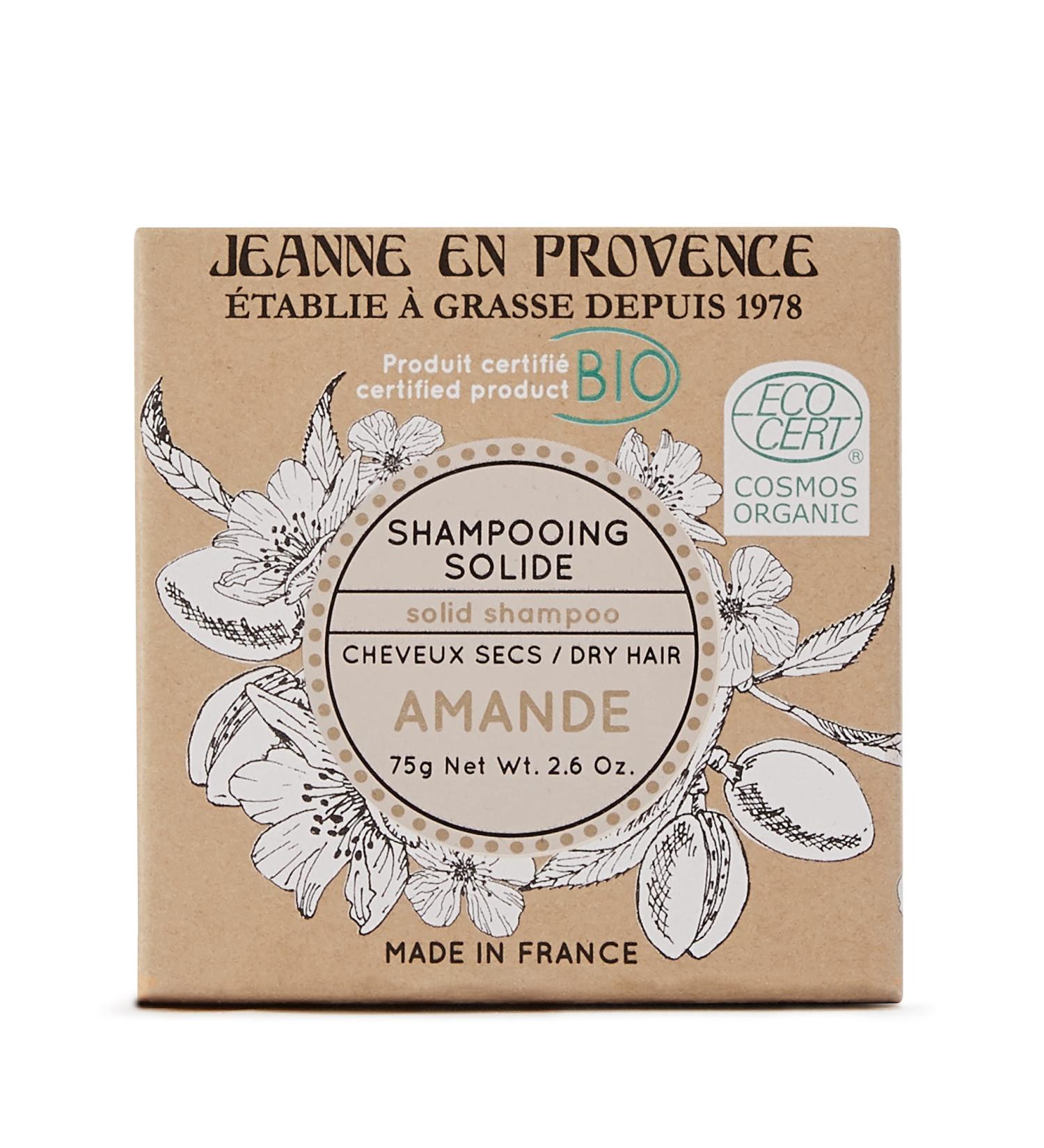 JEANNE EN PROVENCE - Organic solid shampoo - Almond fragrance - Hydrates nourishes and protects - For dry hair - Made in France in Grasse - 75 gr - Buy Online on GoSupps.com