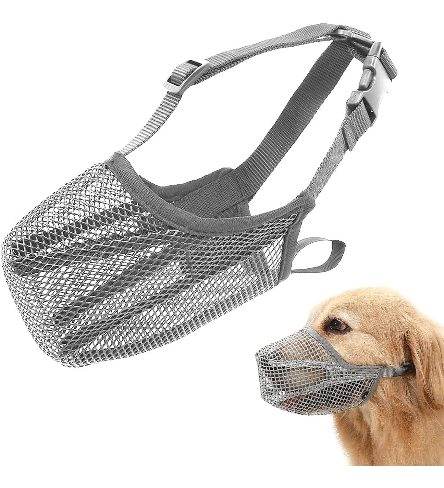 Breathable Mesh Dog Muzzle - Adjustable Nylon Muzzle for Small Dogs with Safety Belts | XL W-Gray - Buy Online on GoSupps.com