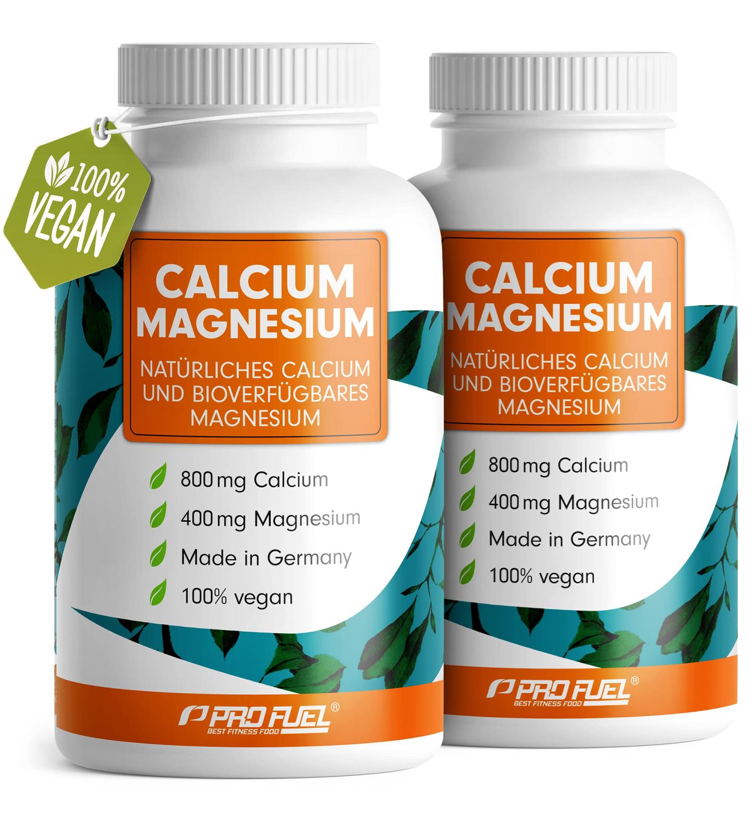Calcium & Magnesium 800mg - Vegan High-Dose 2x120 Capsules | Bioavailable Red Algae & Magnesium Citrate | Made in Germany - Buy Online on GoSupps.com