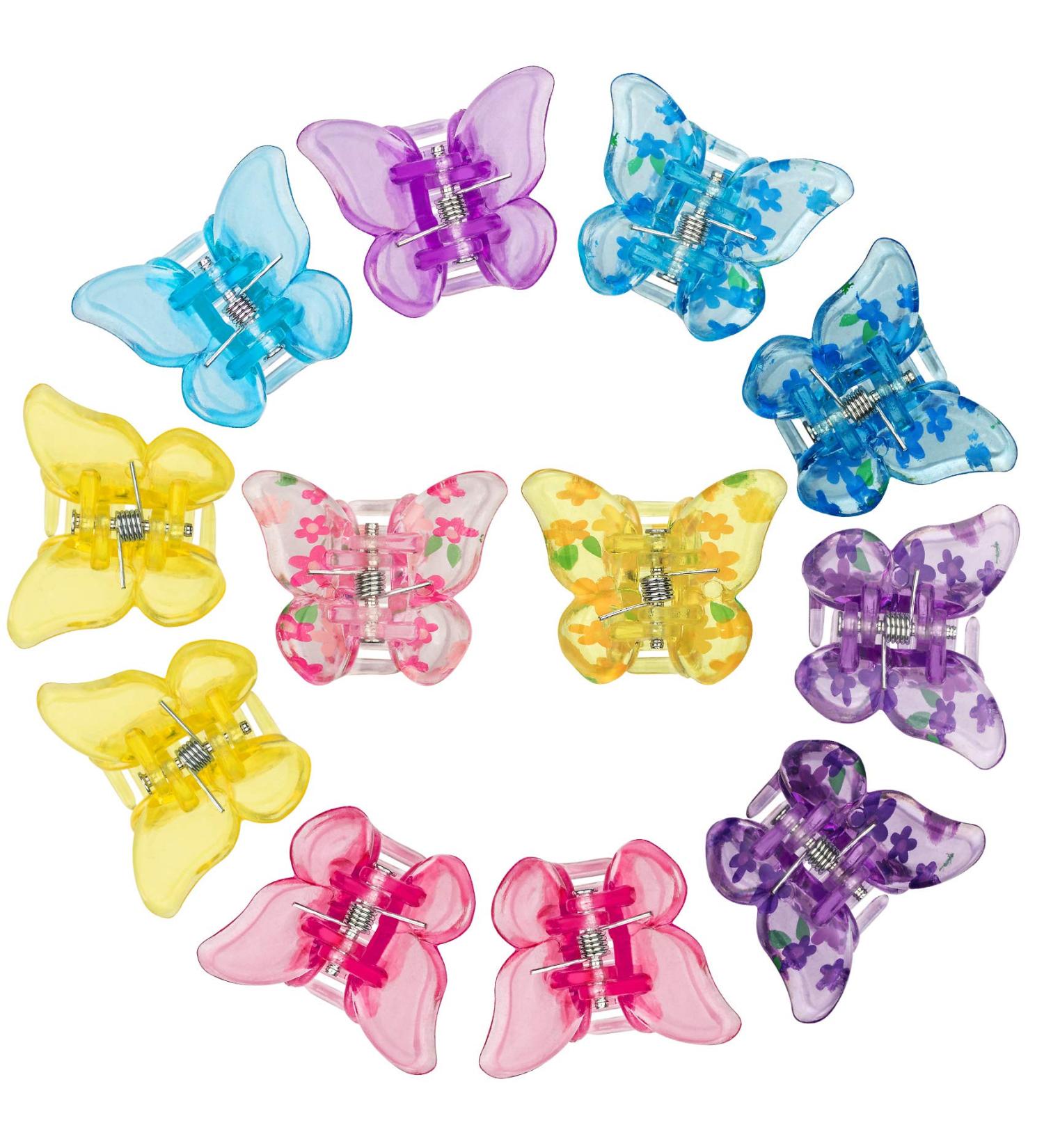 PAGOW 12 Pcs Butterfly Hair Clips Set - Resin Mini Barrettes for Women Girls - Cute Colored Claw Clips - No-Slip Transparent Design - 90s Fashion Accessory in Blue Purple Yellow Pink - Perfect Christmas Gift - Buy Online on GoSupps.com