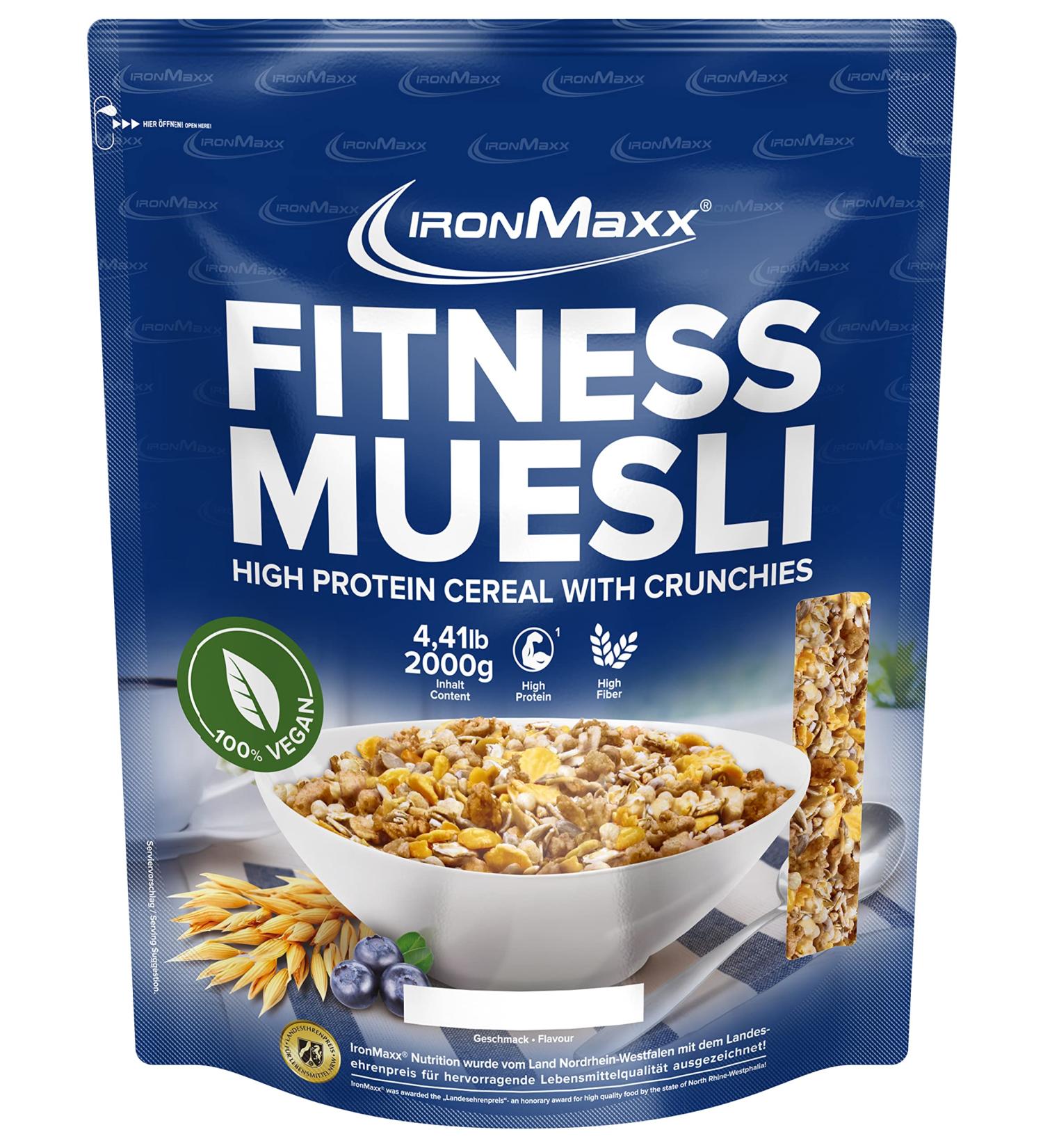 IronMaxx Muesli Fitness Fruits Rouges 2 kg muesli sans sucre ajout flocons d avoine c r ales croustillantes petit-d jeuner adapt au fitness et aux modes de vie actifs Fruits Rouges 2 kg (Lot de 1) - Buy Online on GoSupps.com