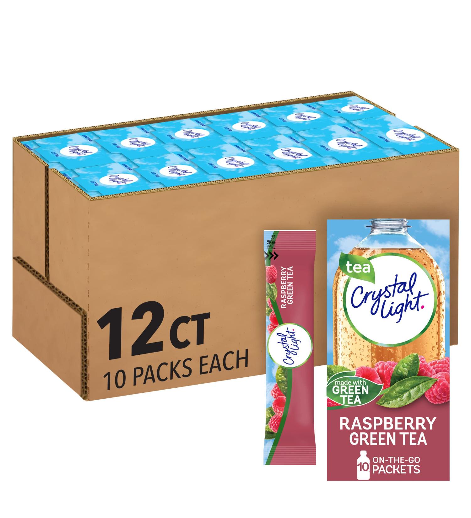 Crystal Light Sugar-Free Raspberry Green Tea Powdered Drink Mix - 120 Count, 10 Pack (Pack of 12) - On-The-Go Refreshment - Buy Online on GoSupps.com