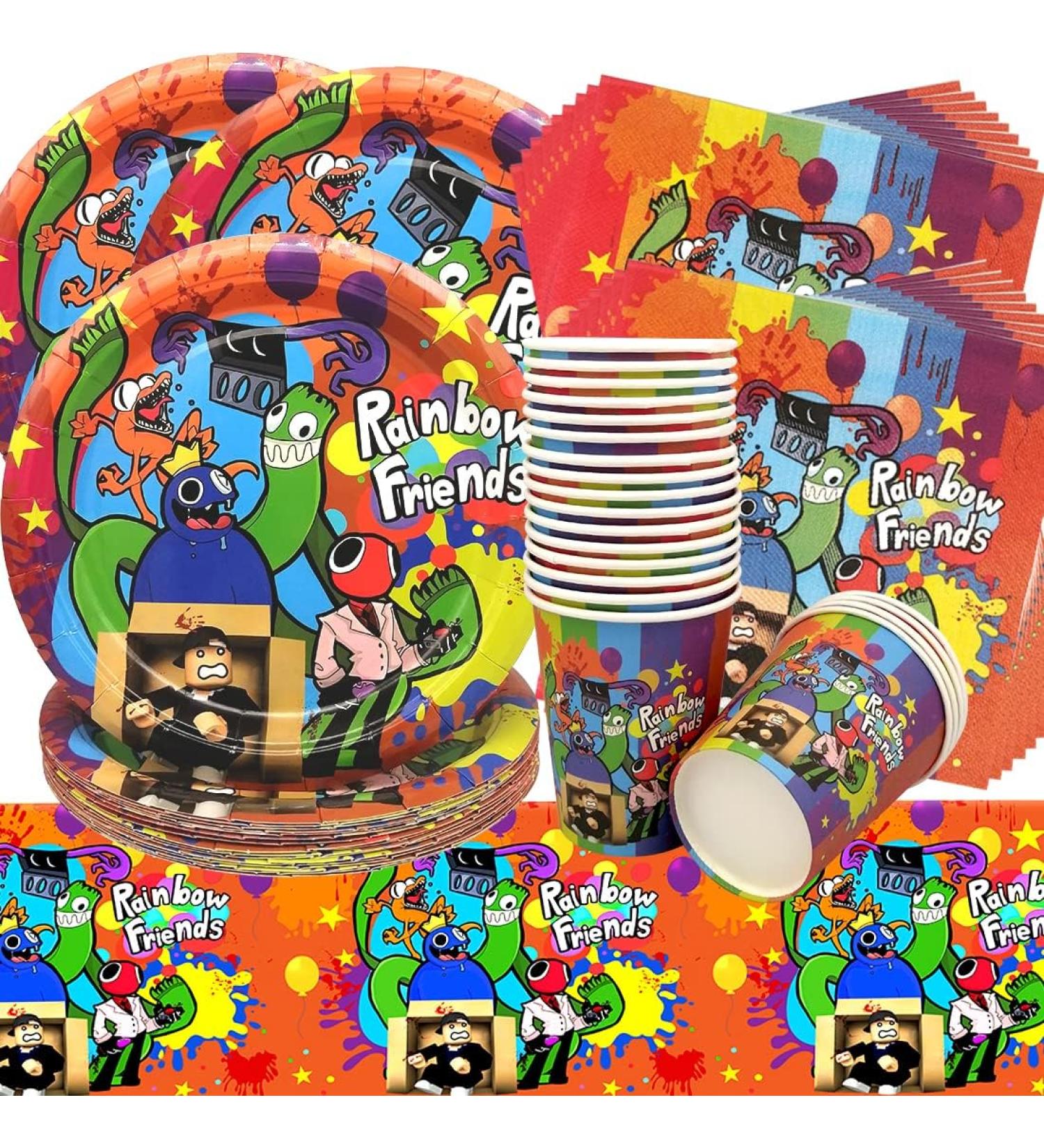 Doyomtoy Rainbow Friends Birthday Decoration Party Tableware Set - 61-Piece - Buy Online on GoSupps.com