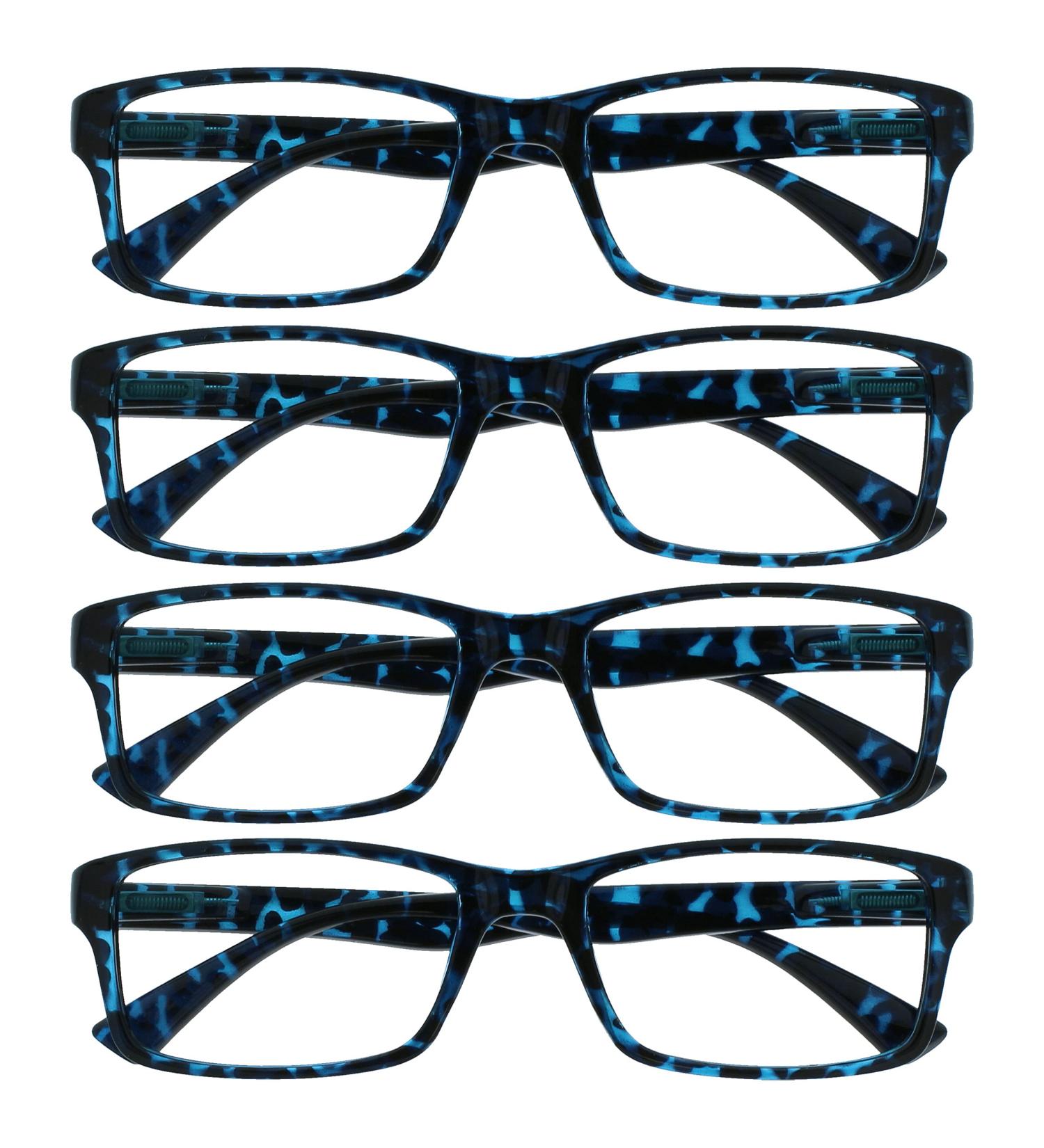 Blue Tortoiseshell Reading Glasses 4 Pack for Men & Women | UVR4092BL +2.50 | The Reading Glasses Company - Buy Online on GoSupps.com