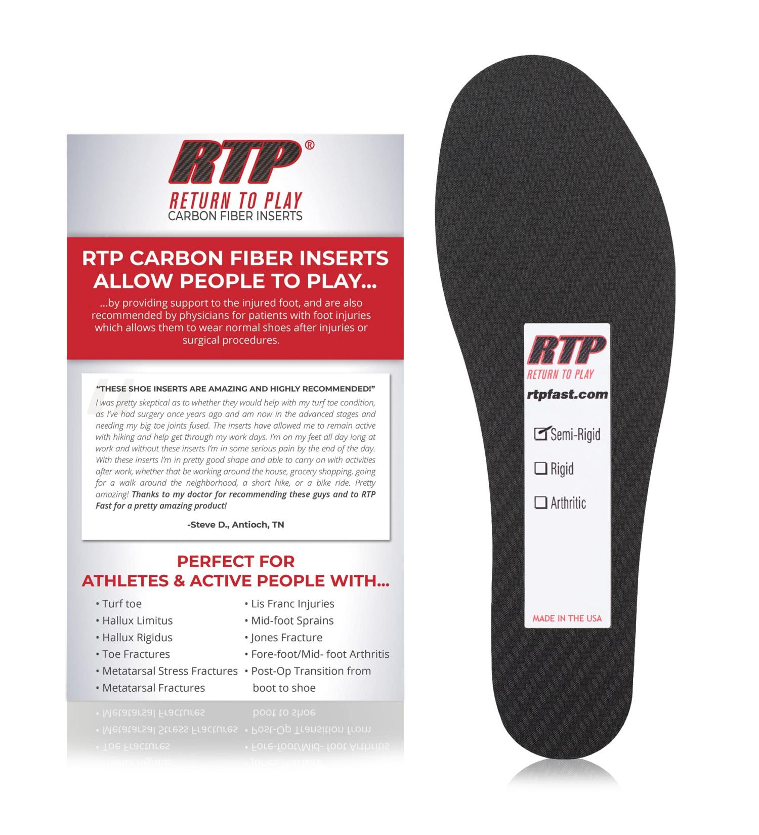 Carbon Fiber Full Shoe Insert 25 cm Men's 8/Women's 9 - Made in USA - Buy Online on GoSupps.com