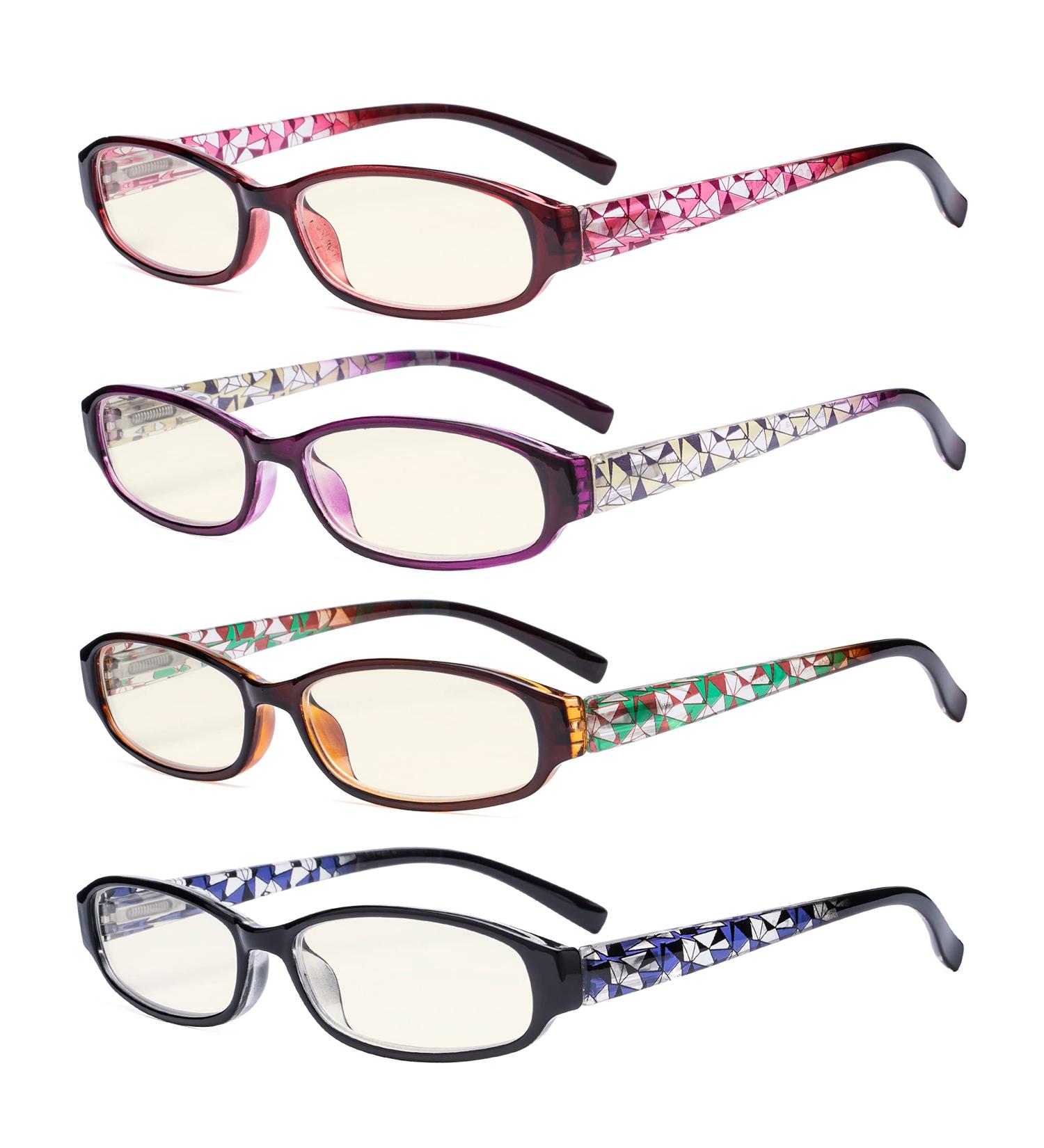 Eyekepper 4 Pack Small Lens Blue Light Blocking Reading Glasses for Women +1.50 - Stylish & Comfortable Computer Readers - Buy Online on GoSupps.com