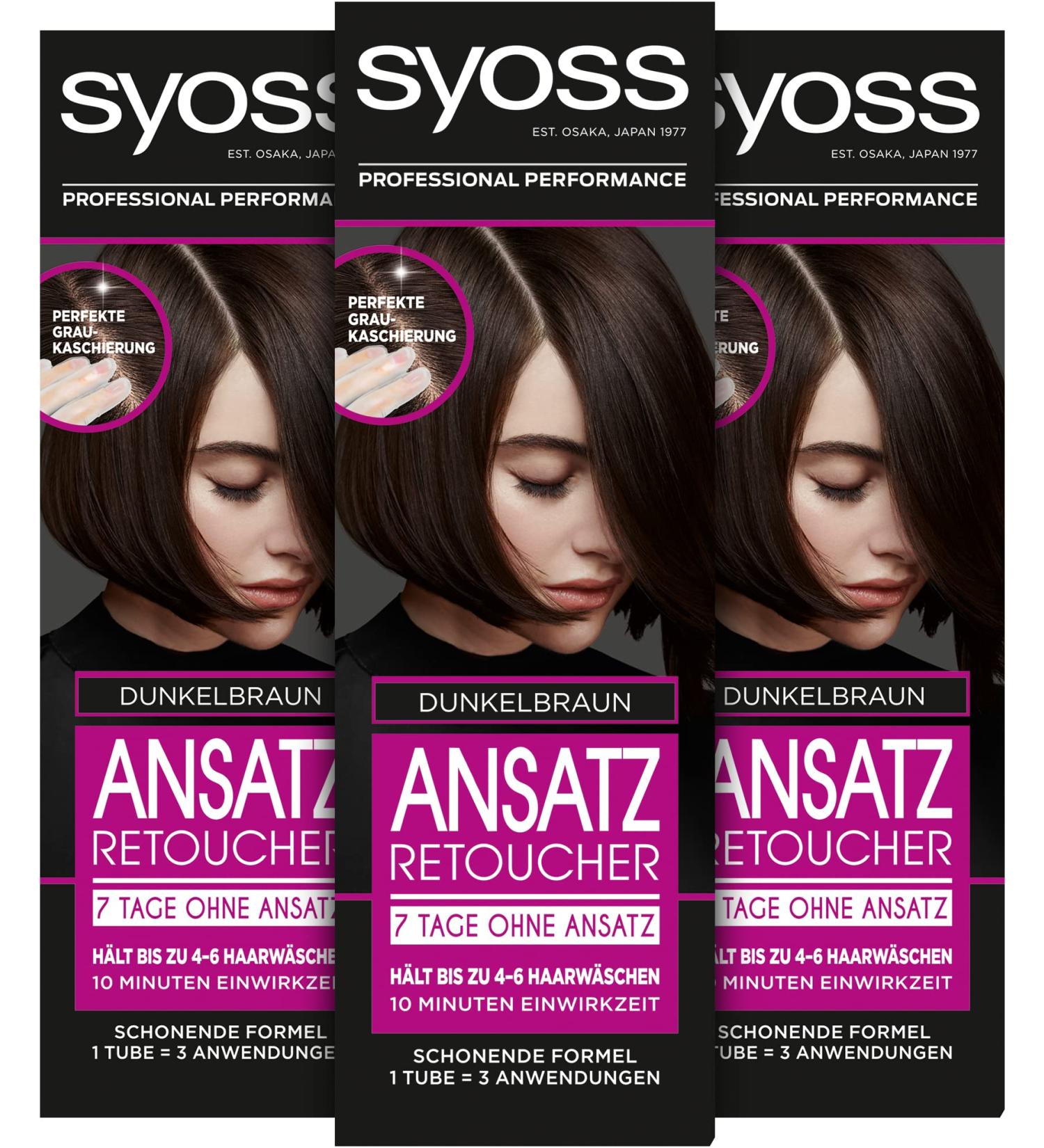 Syoss Approach Retoucher Dark Brown Level 1 (3 x 60 ml) - Semi-Permanent Hair Color for Quick & Easy Touch-Ups - Lasts 7 Days - International Shipping Available - Buy Online on GoSupps.com