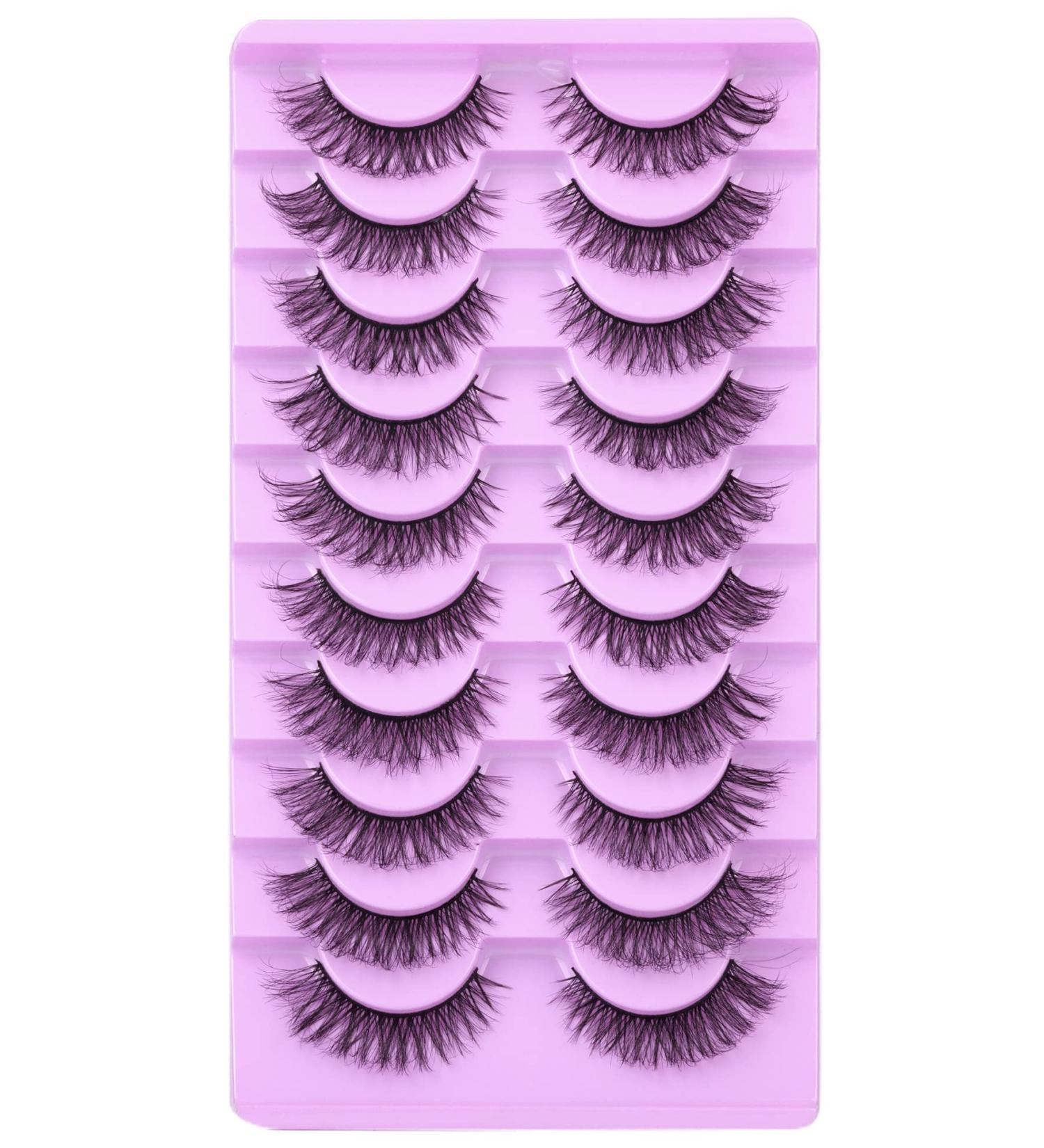 wiwoseo Cat Eye Mink Fluffy Eyelashes - 16MM Natural Wispy Strip Lashes, 10 Pairs - Buy Online on GoSupps.com