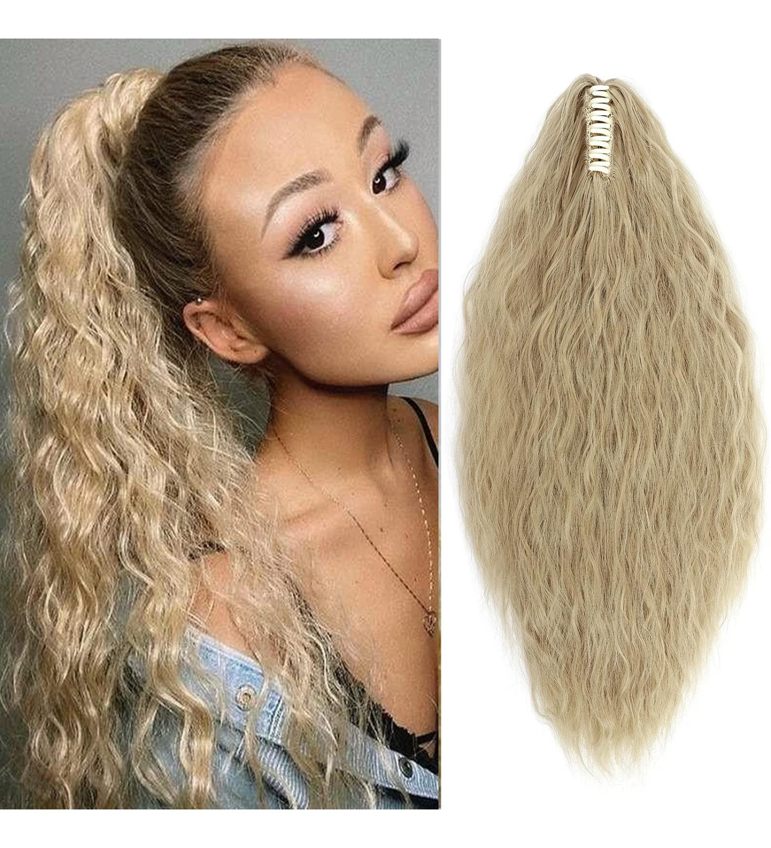 Ponytail Extension - 24 Medium Blonde Wavy Hair Piece with Clip | Realistic Corn Braid Hair Extensions for Effortless Style - Buy Online on GoSupps.com