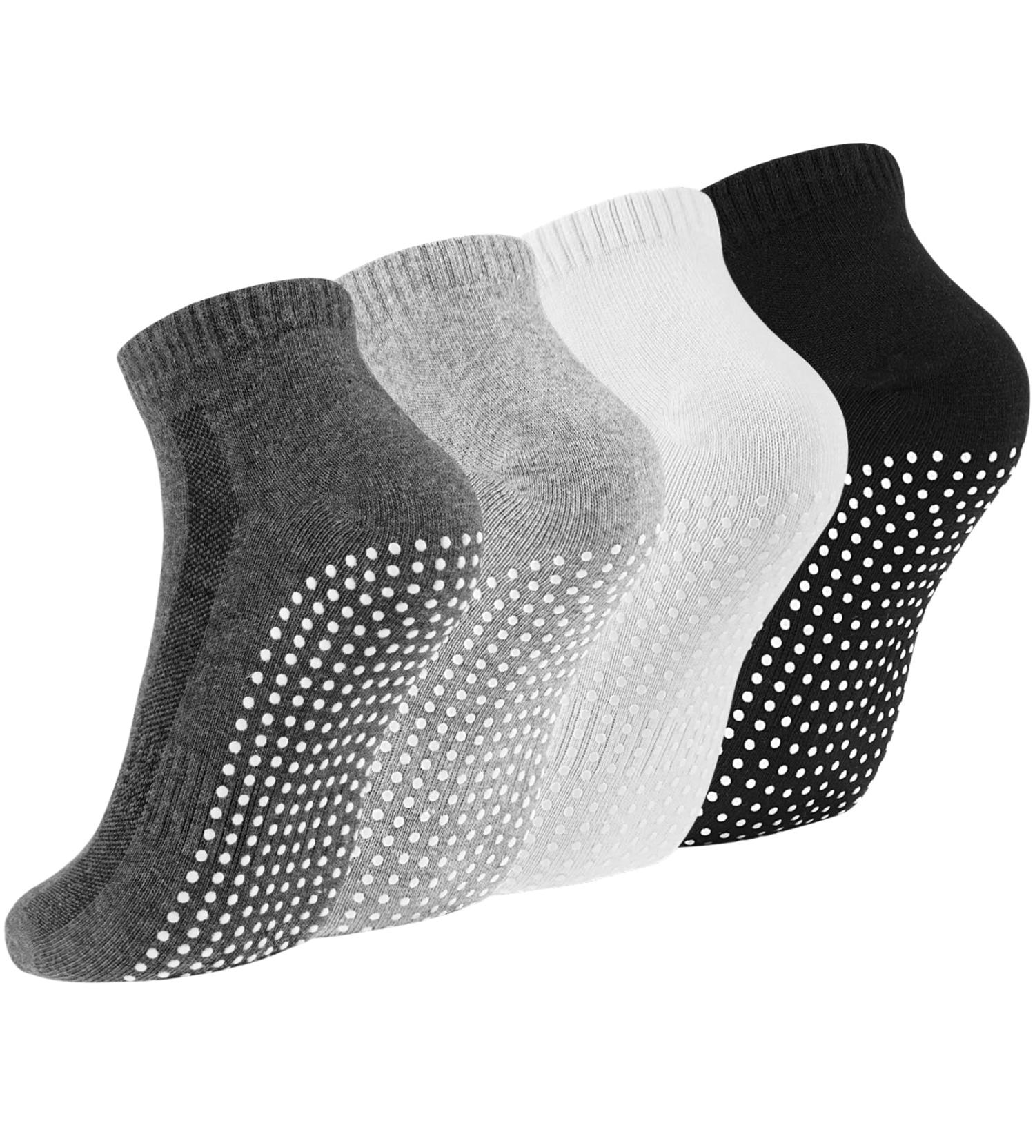 NewoFview Anti-Slip Stopper Socks for Men & Women - 4 Pairs of Grip Socks for Yoga Ballet Pilates & Fitness - Buy Online on GoSupps.com