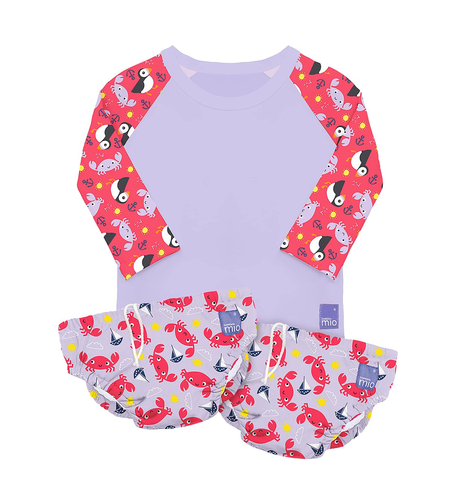 Bambino Mio Reusable Swim Set - 2 Swim Nappies & Rash Top UPF40+ Medium (6-12 Months) - Buy Online on GoSupps.com