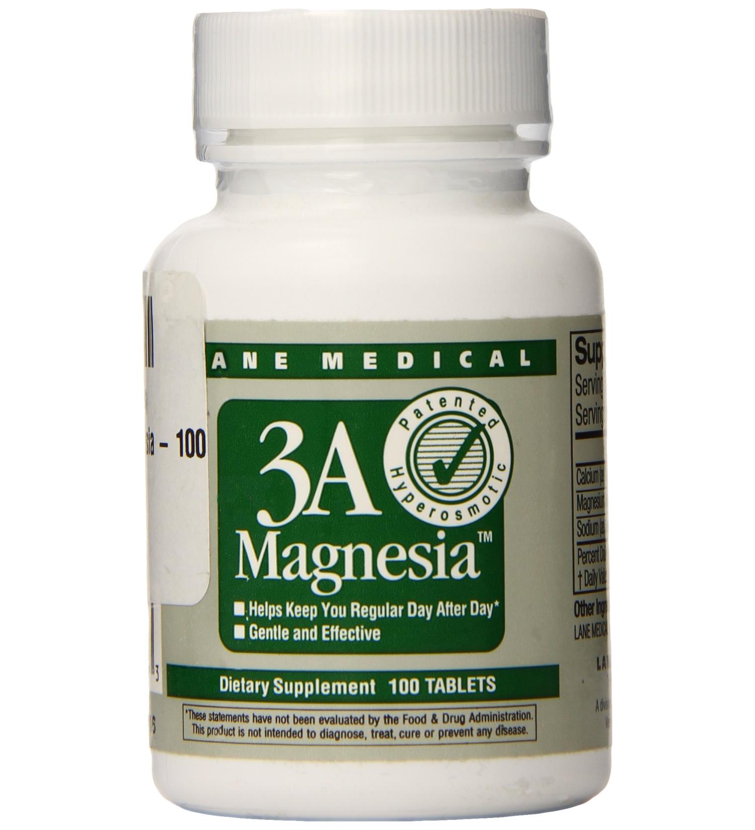 Lane Medical 3A Magnesia - 100 Tablets: Natural Source of Magnesium for Digestive Health - Buy Online on GoSupps.com