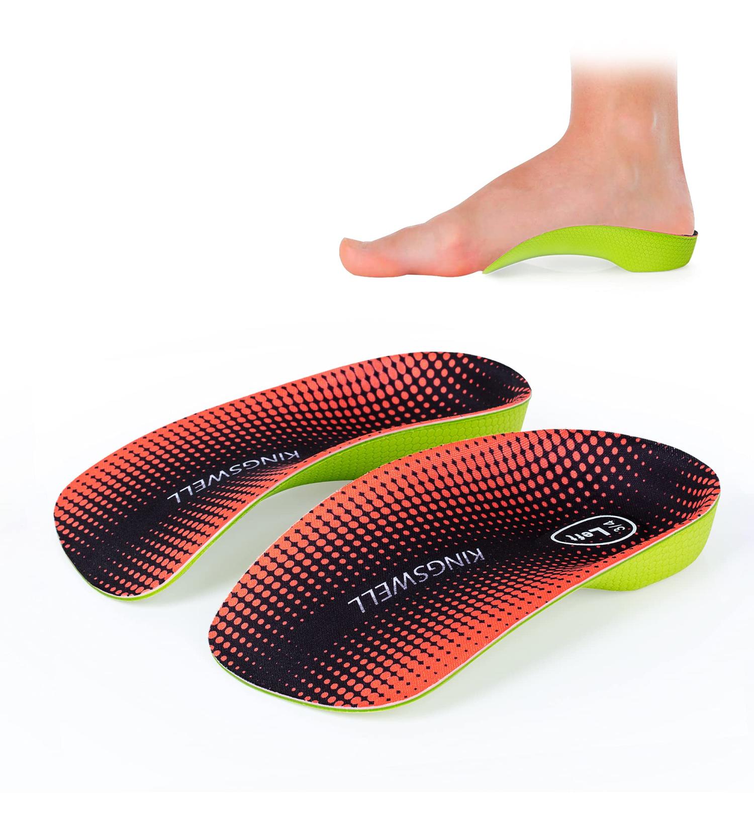 High Arch Support Insoles for Men & Women | Relief for Plantar Fasciitis Heel Pain | Orthotic Insoles for Flat Feet & Over-Pronation (Orange S:Men 5-6/Women 6-7 - Buy Online on GoSupps.com
