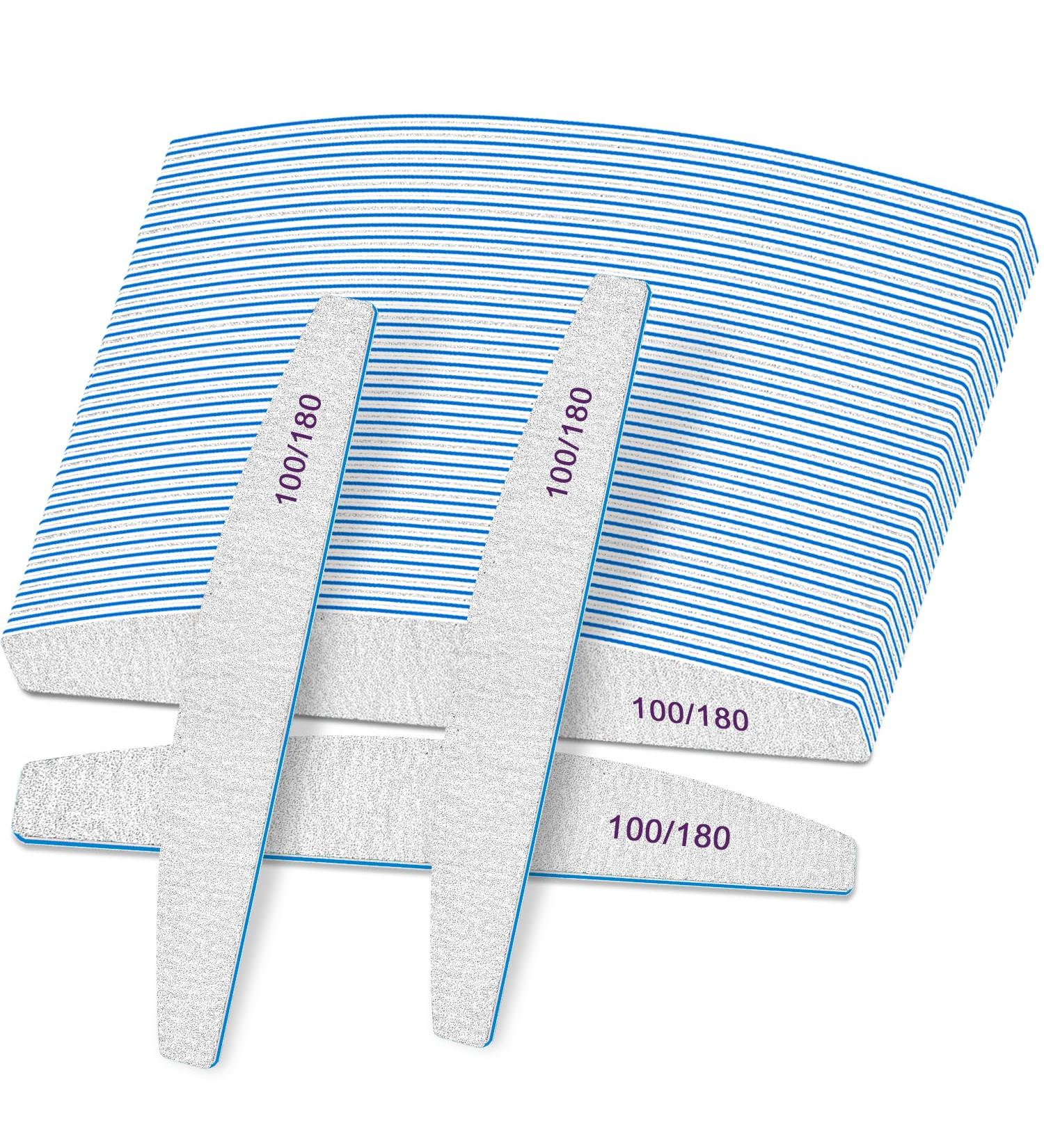 25PCS Blue 100/180 Grit Double Sided Nail Files - Washable & Reusable Emery Boards for Acrylic & Natural Nails - Buy Online on GoSupps.com