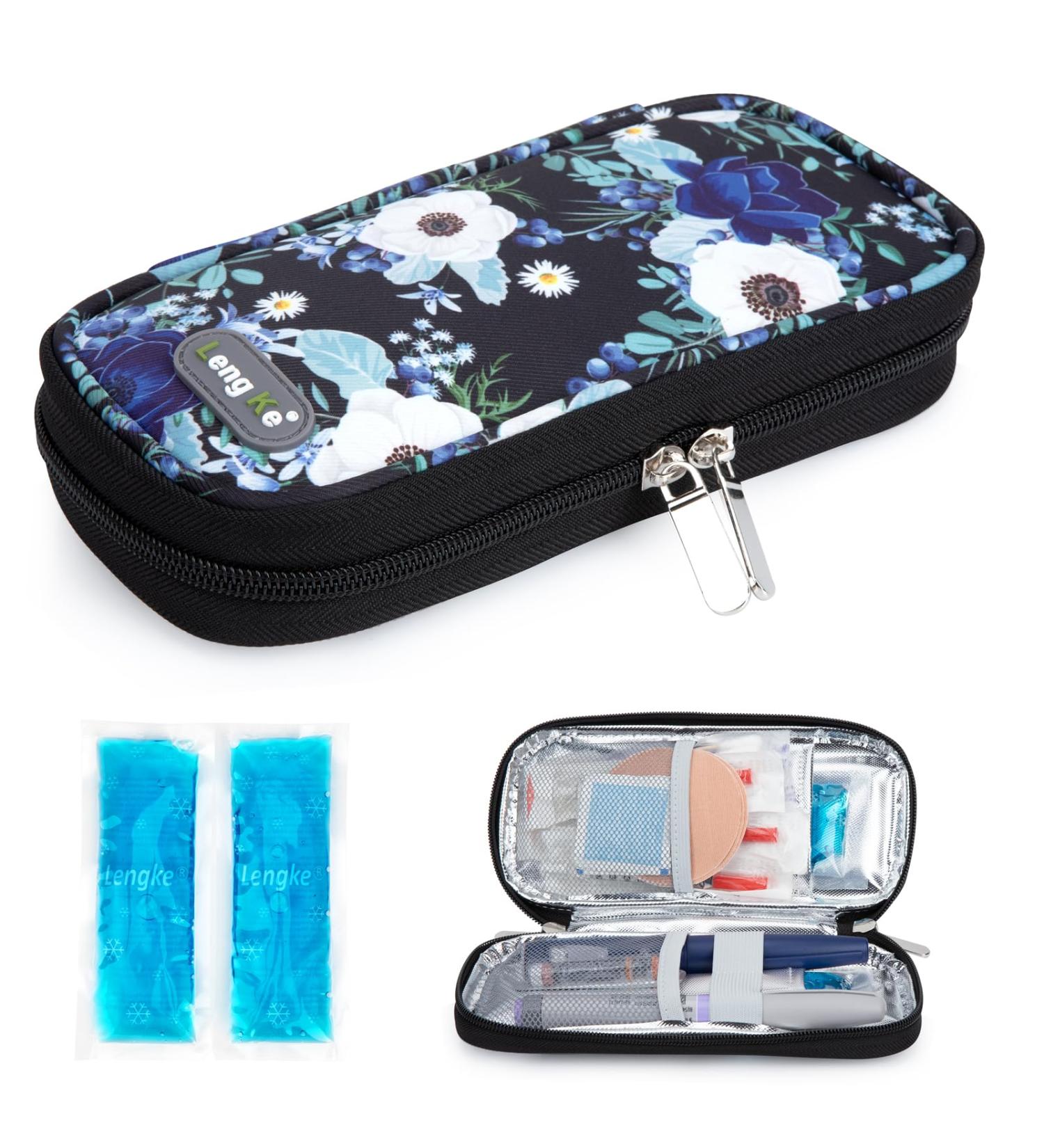 Youshares Insulin Cooling Bag - Diabetic Pocket with 2 Cooling Packs for Safe Travel | Silver Lotus | Diabetes Accessories & PEN Cool Box - Buy Online on GoSupps.com