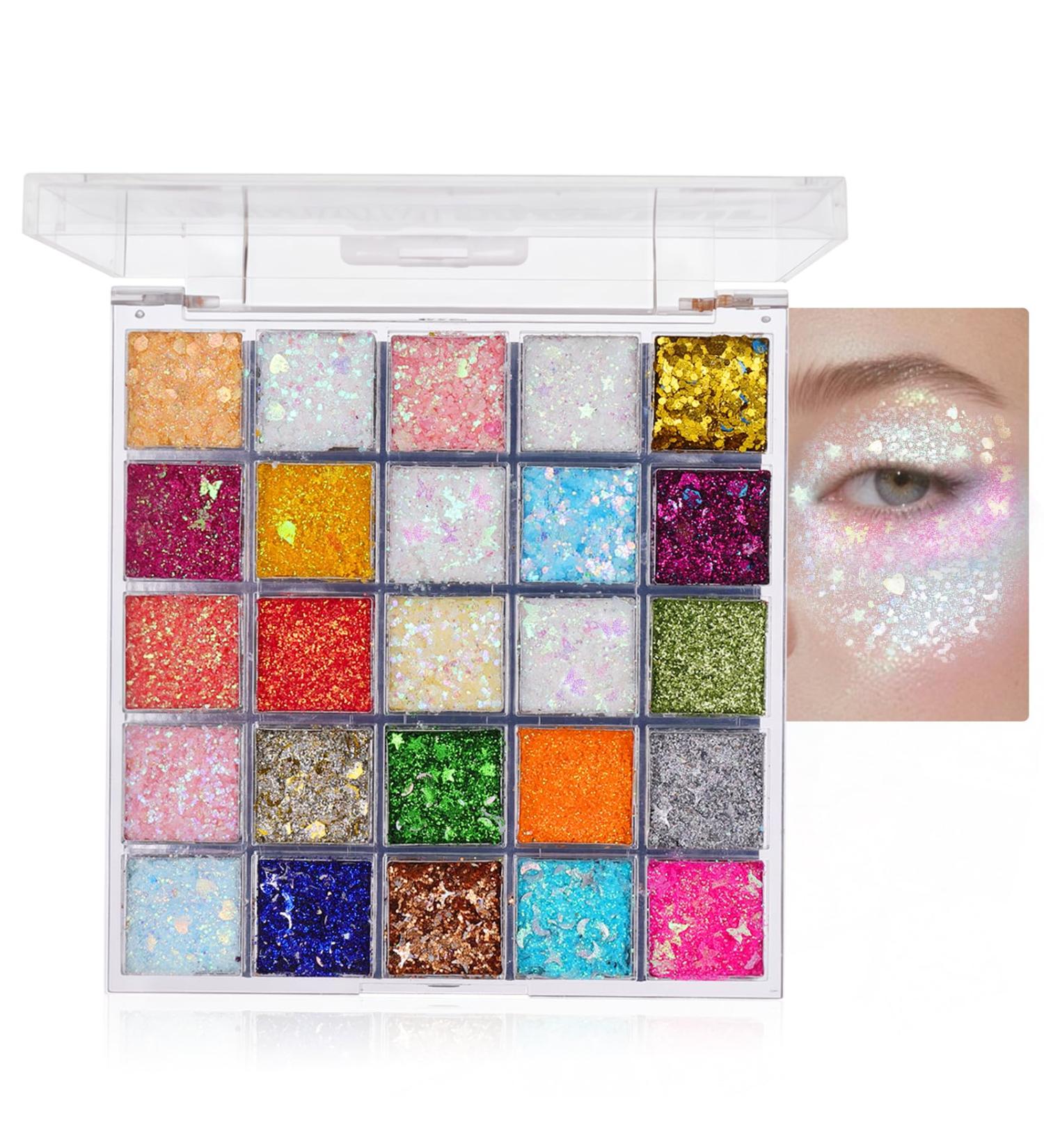  Prreal 25 colors of glitter gel for the face holographic mermaid glitter for face face eyes Halloween and festival party accessories - Buy Online on GoSupps.com