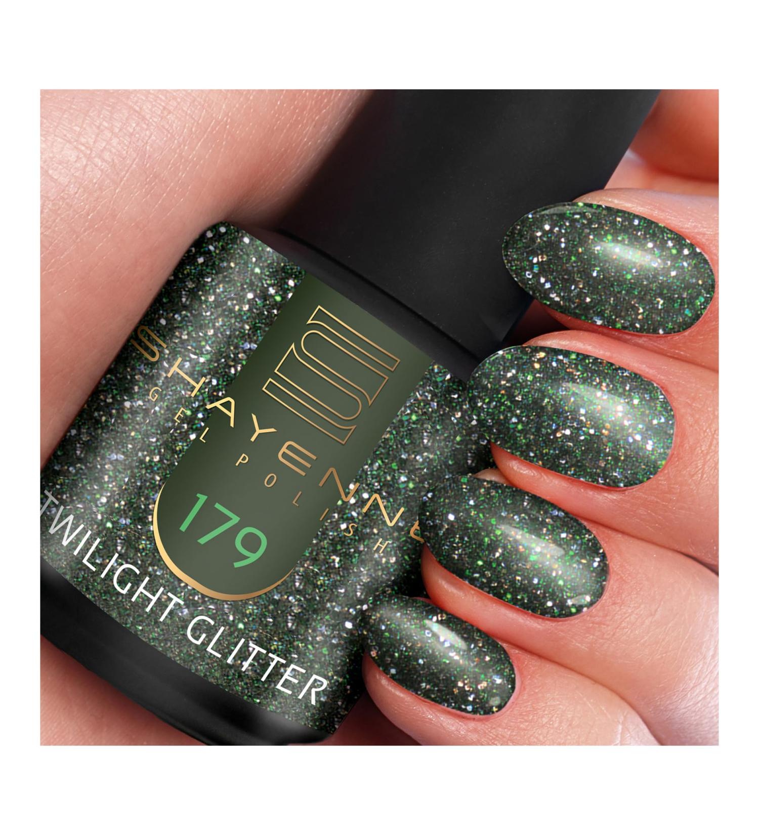 Shayenne Made in Germany Shellac Gel Nail Polish 15 ml for UV LED Lamp 179 Twilight Glitter Green Glitter Gel Nail Polish for UV Nail Lamp LED Nail Polish Gel Polish Nail Gel - Buy Online on GoSupps.com
