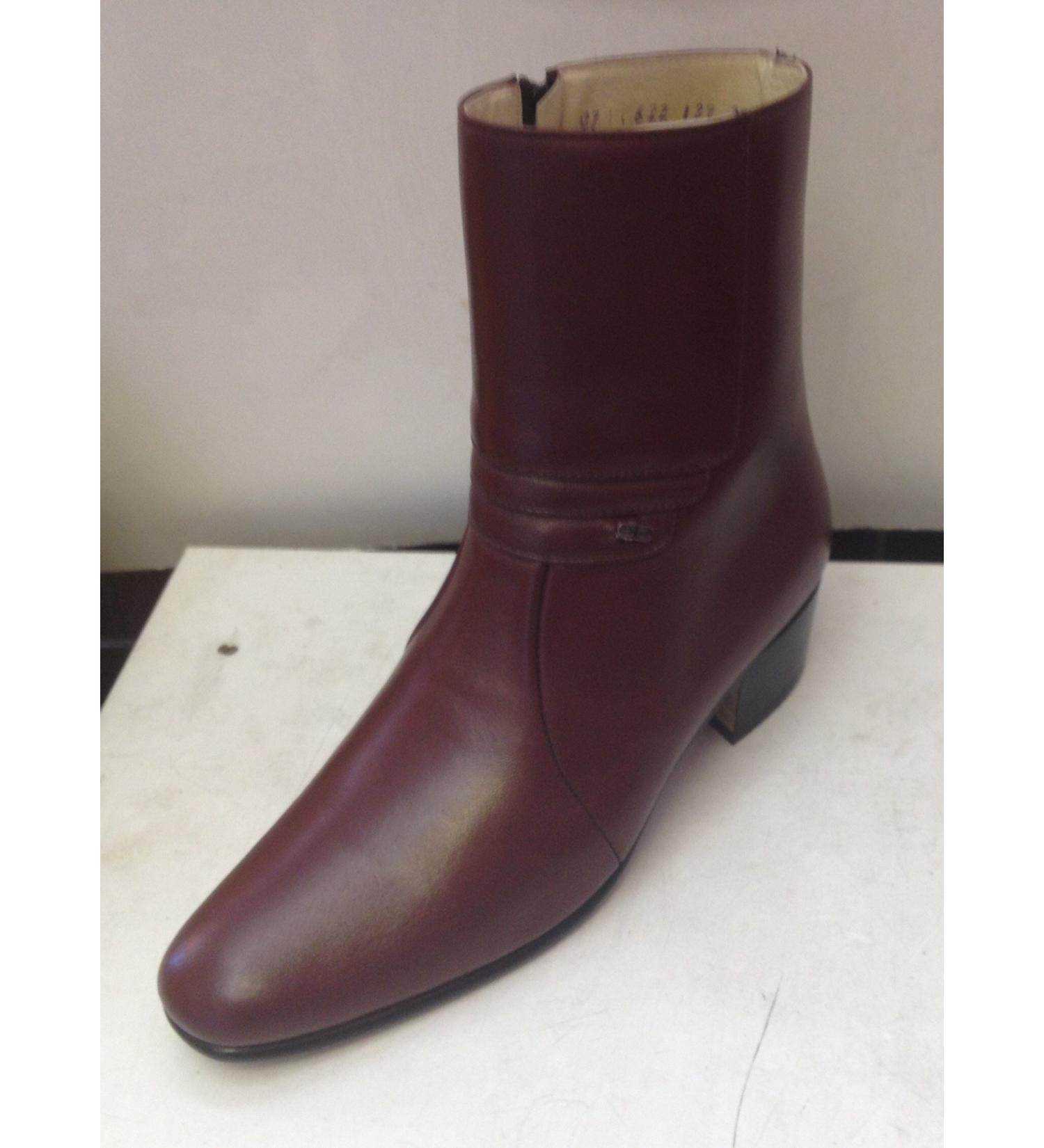 El Besserro Men Genuine Leather Burgundy Dress Casual Ankle Boots Zipper 1.75" Heel Size 9.5 US - Buy Online on GoSupps.com