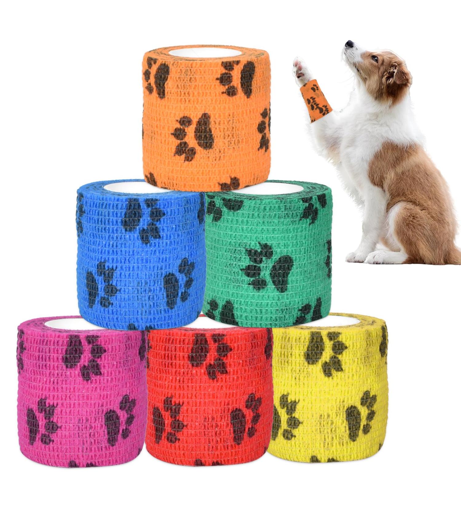 Self-Adhesive Bandage for Pets - 6 Rolls 5cm x 4.5m | Breathable Elastic Wraps for Dogs & Cats - Protects Wrists & Ankles - Buy Online on GoSupps.com