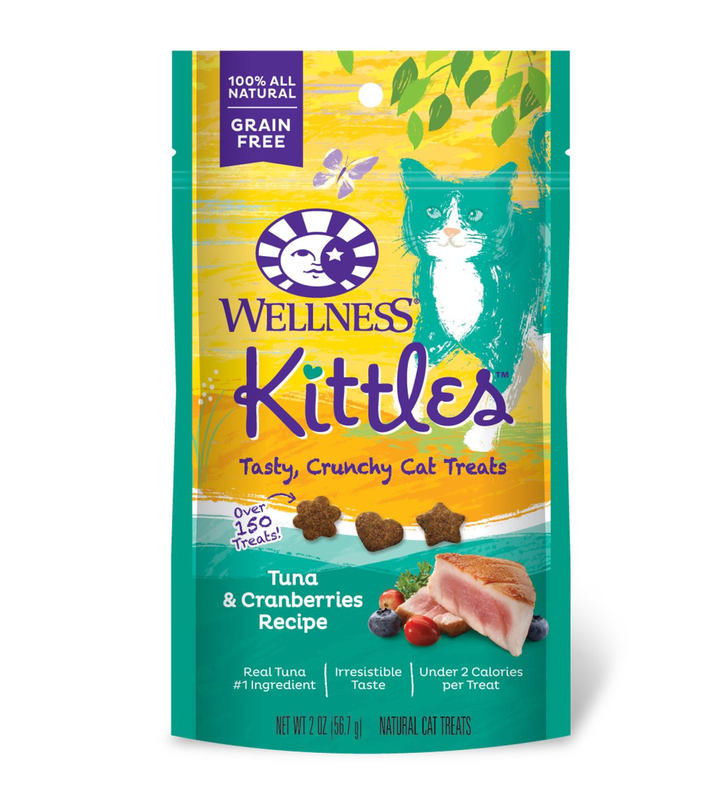 Wellness Kittles Crunchy Cat Treats - Grain Free Tuna & Cranberry, 2 oz - Buy Online on GoSupps.com
