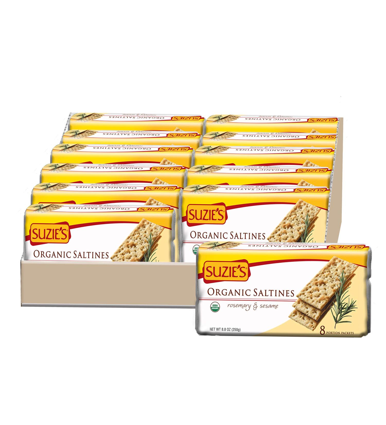 Suzie's Organic Rosemary & Sesame Salted Crackers - 8.8oz (Pack of 12) - Buy Online on GoSupps.com