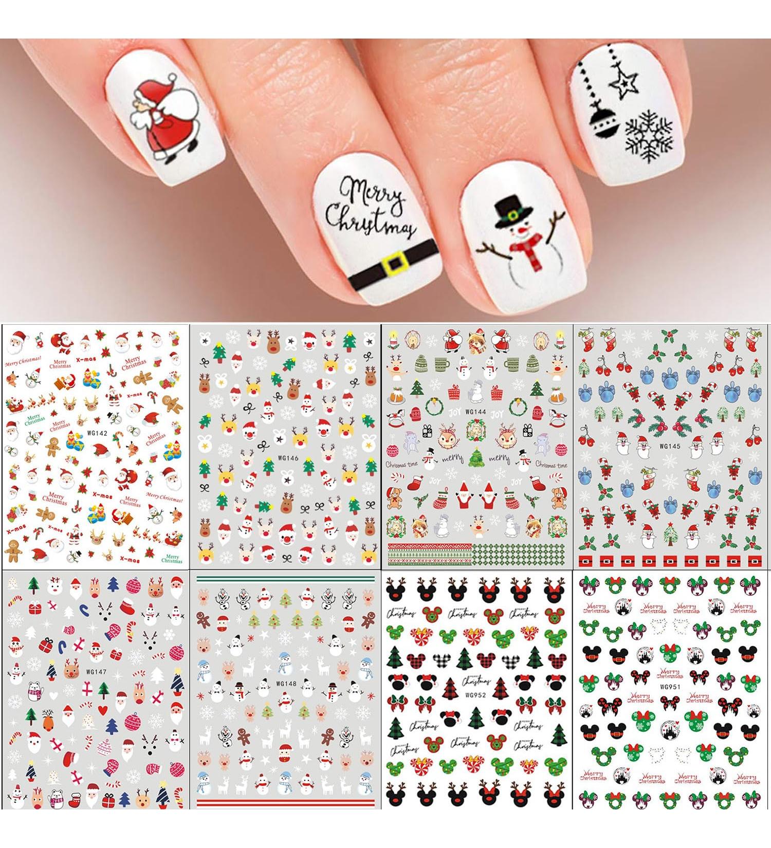 Christmas Cartoon Nail Stickers 10 Sheets Self-Adhesive Nail Decal for Kids Nail Art Decoration Design Supplies - Buy Online on GoSupps.com
