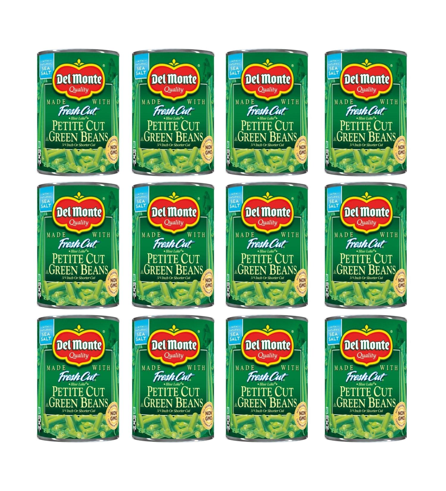 Del Monte Petite Cut Green Beans 14.5 Oz - Pack of 12 | Fresh Canned Beans for Healthy Meals - Buy Online on GoSupps.com
