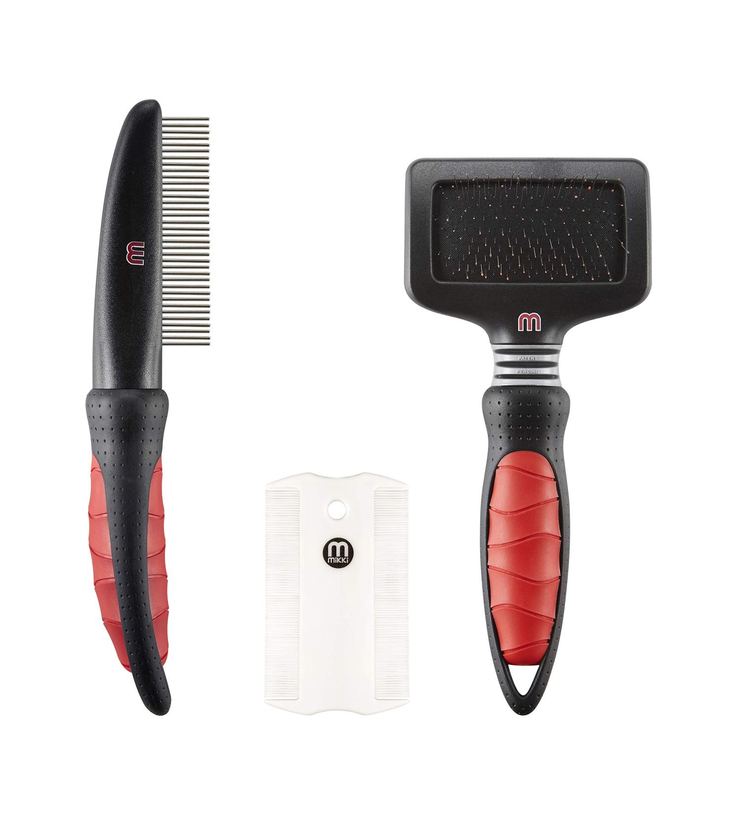 Mikki Puppy & Dog Grooming Set - Slicker Brush Comb & Flea Comb for Gentle Grooming | Best Starter Kit for Pets - Buy Online on GoSupps.com