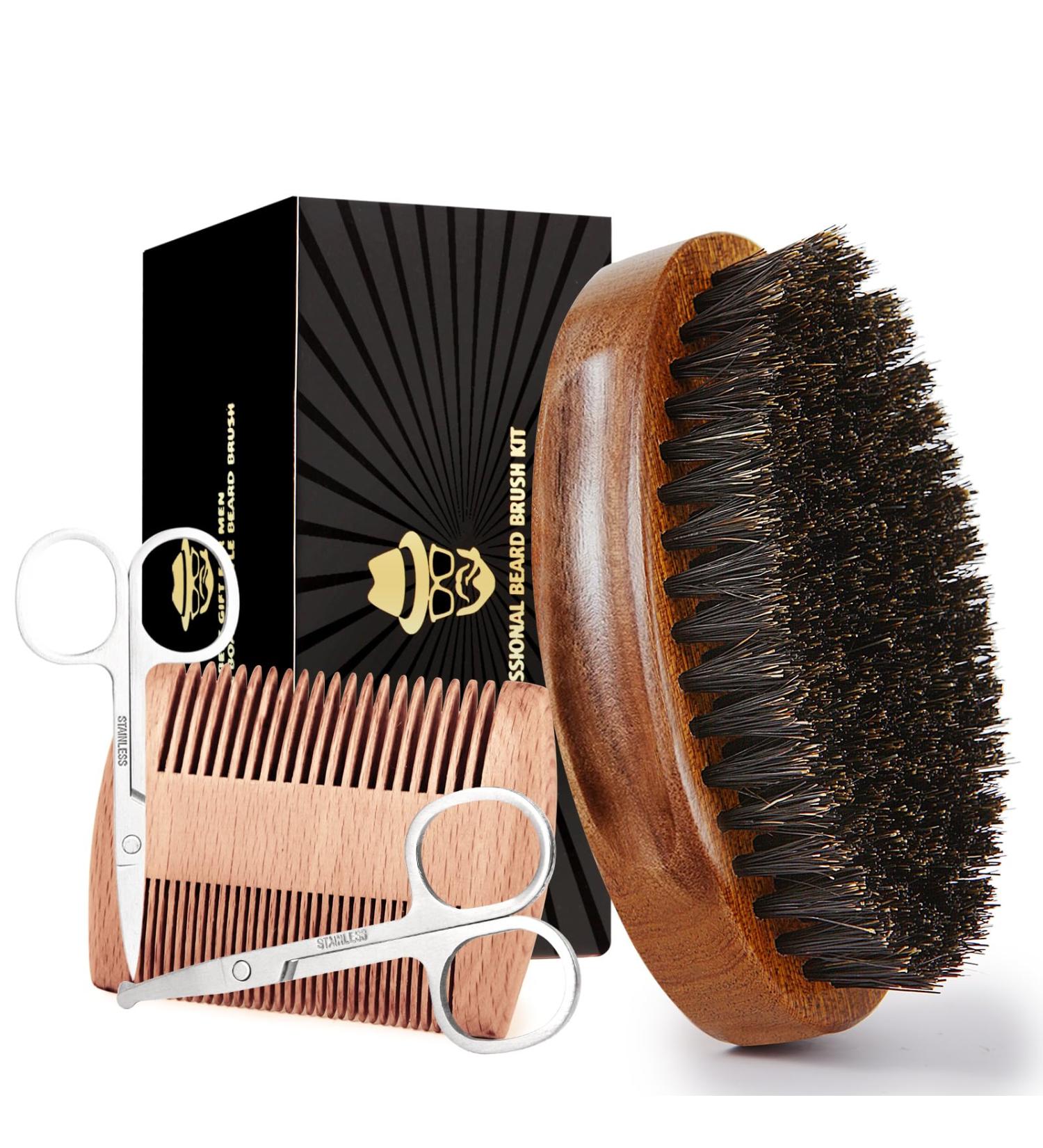 Sofmild Boar Bristle Beard Brush Set for Men - Beard Comb, Scissors, Travel Bag Included - Buy Online on GoSupps.com