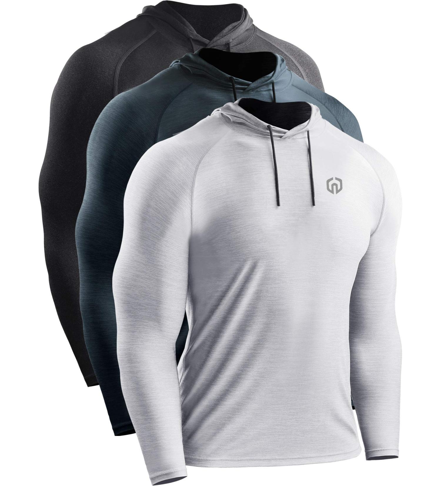 NELEUS Men's Dry Fit Long Sleeve Running Shirts 3 Pack - Dark Grey/Light Grey/Slate Grey - Size Large - Buy Online on GoSupps.com